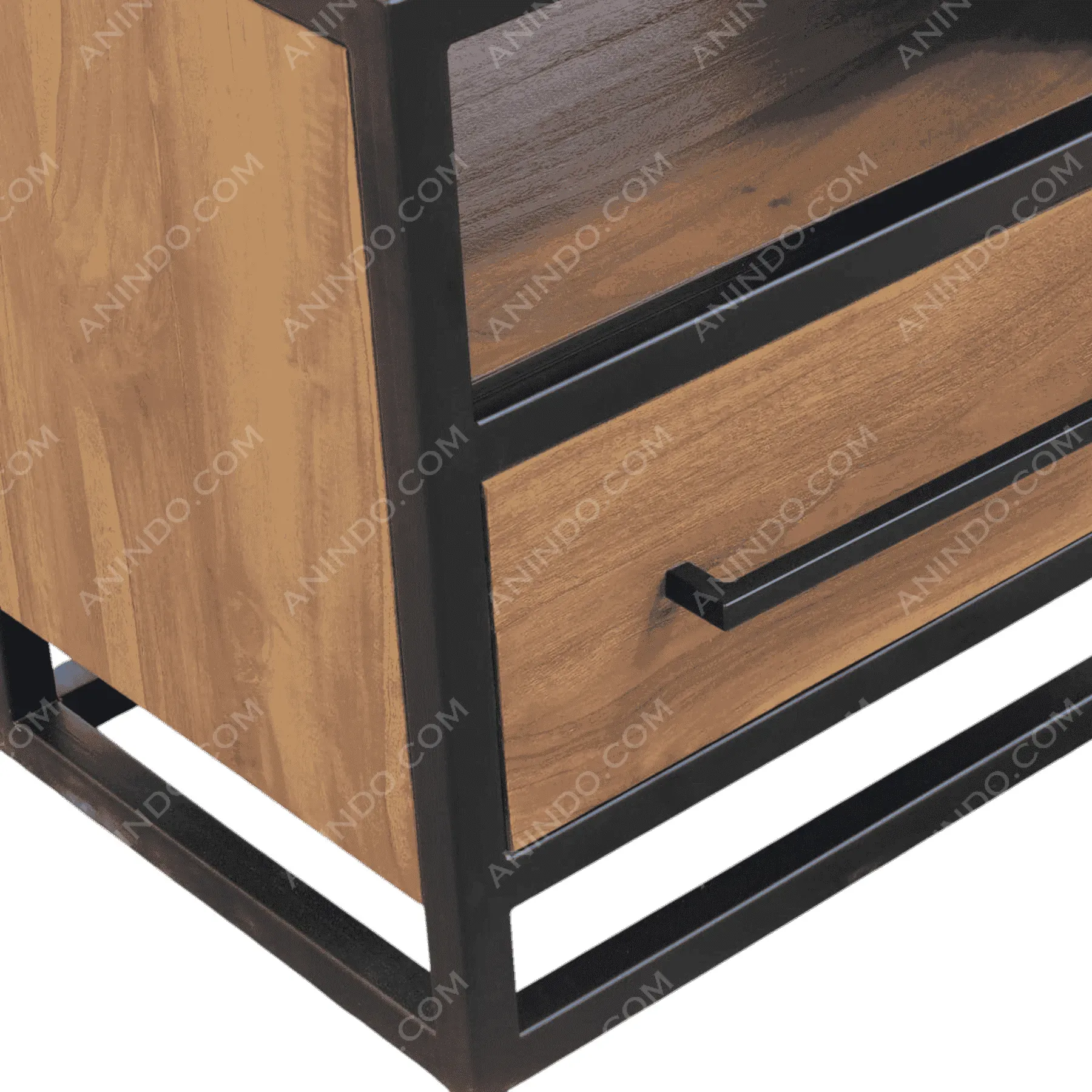 Wood and metal nightstand with drawer