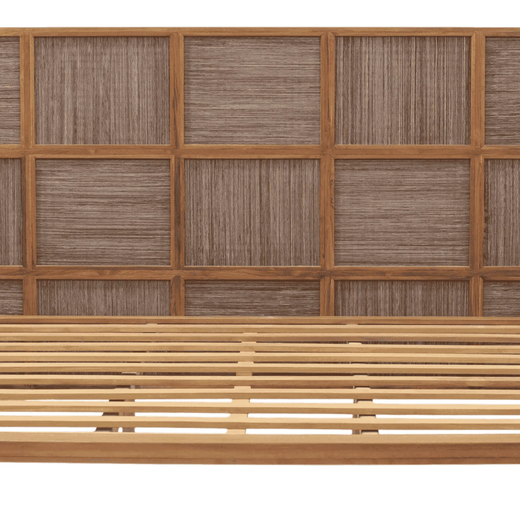 Wooden bed frame with slatted base and headboard