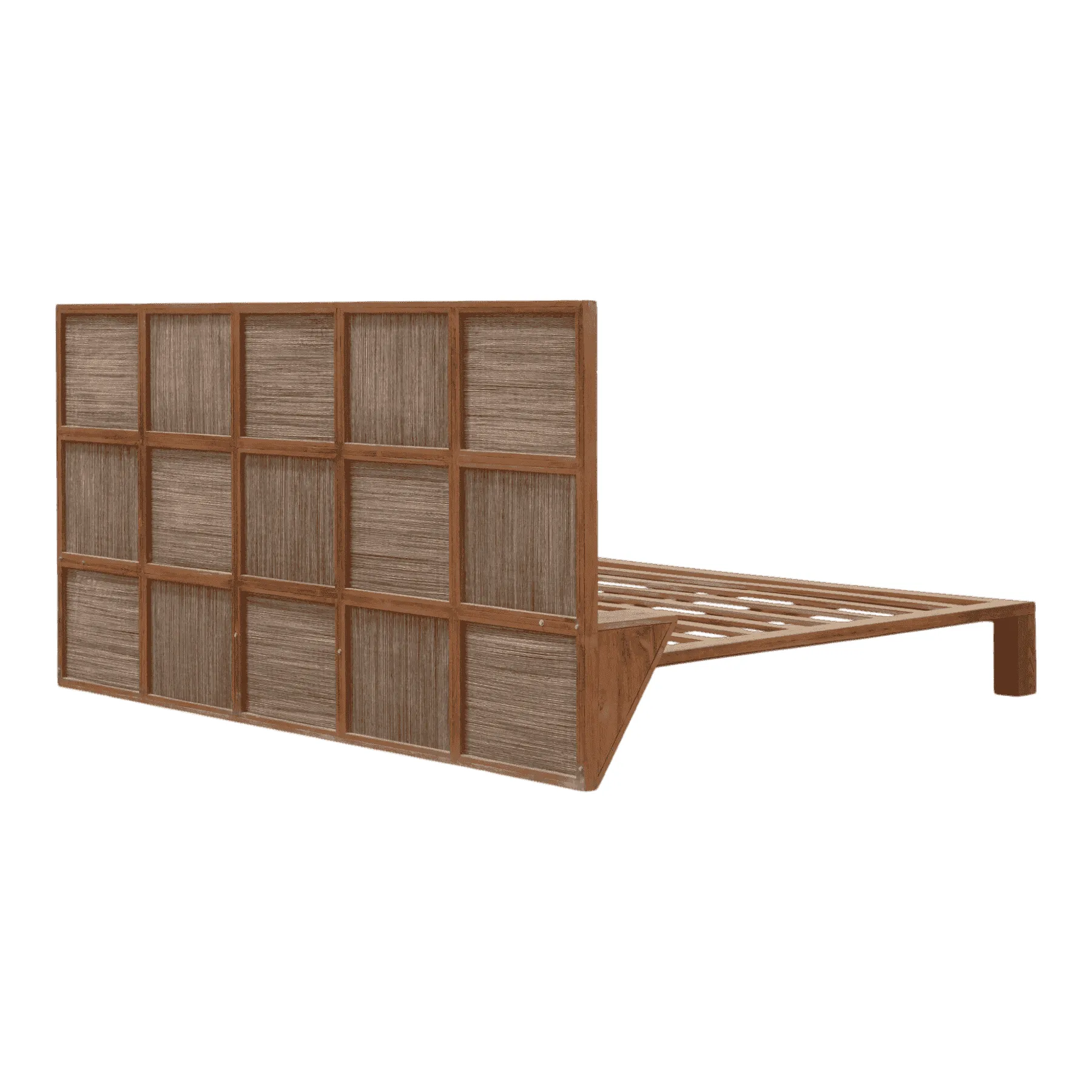 Wooden bed frame with panel headboard