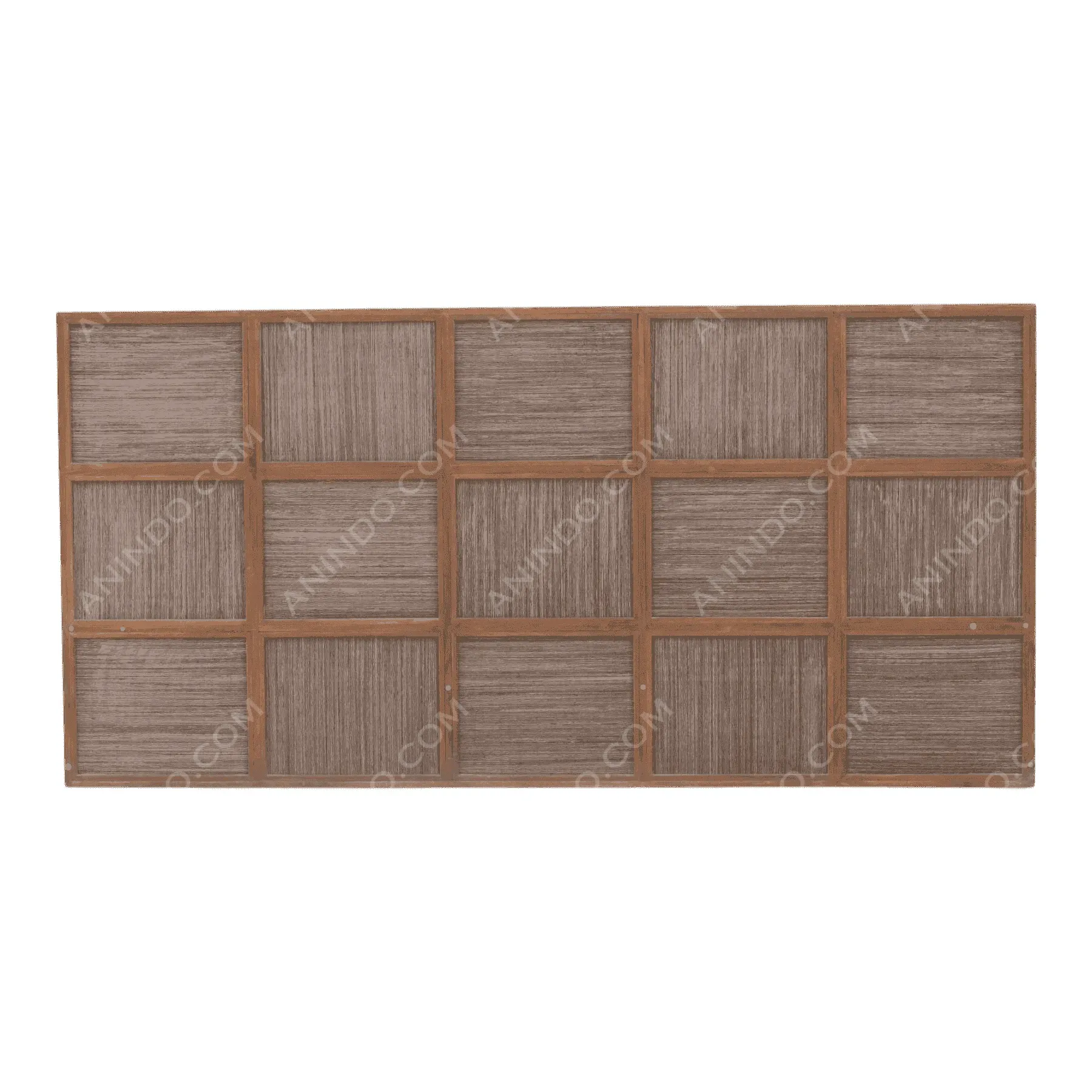 Wooden panel with square grid pattern