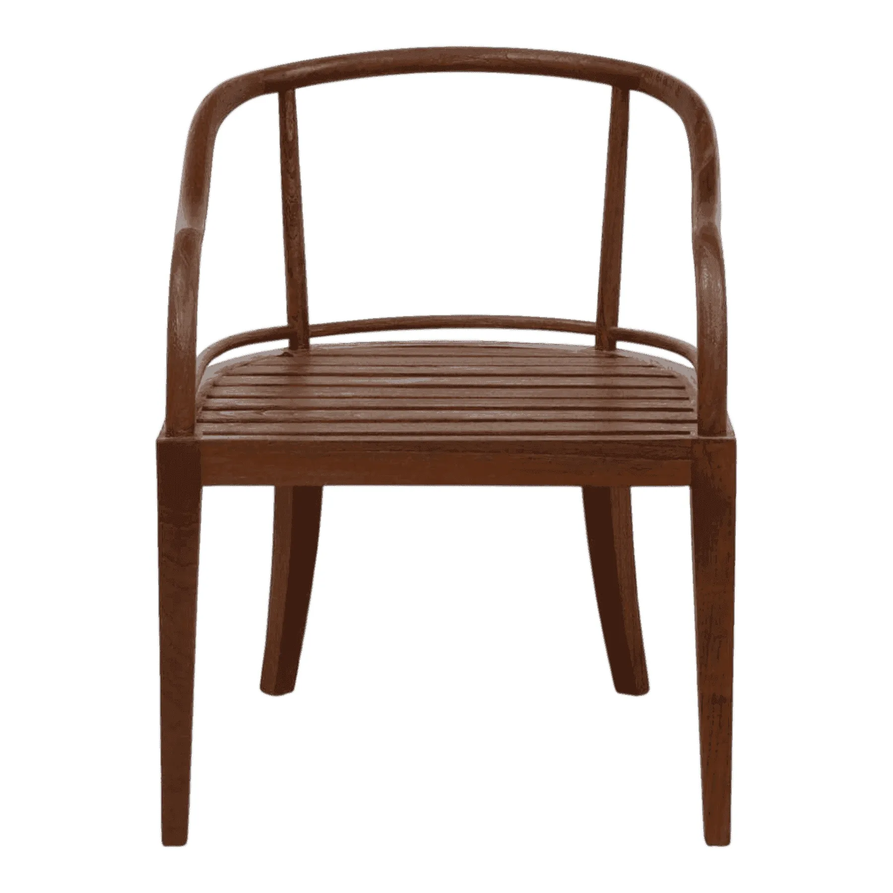 Modern wooden armchair with curved backrest