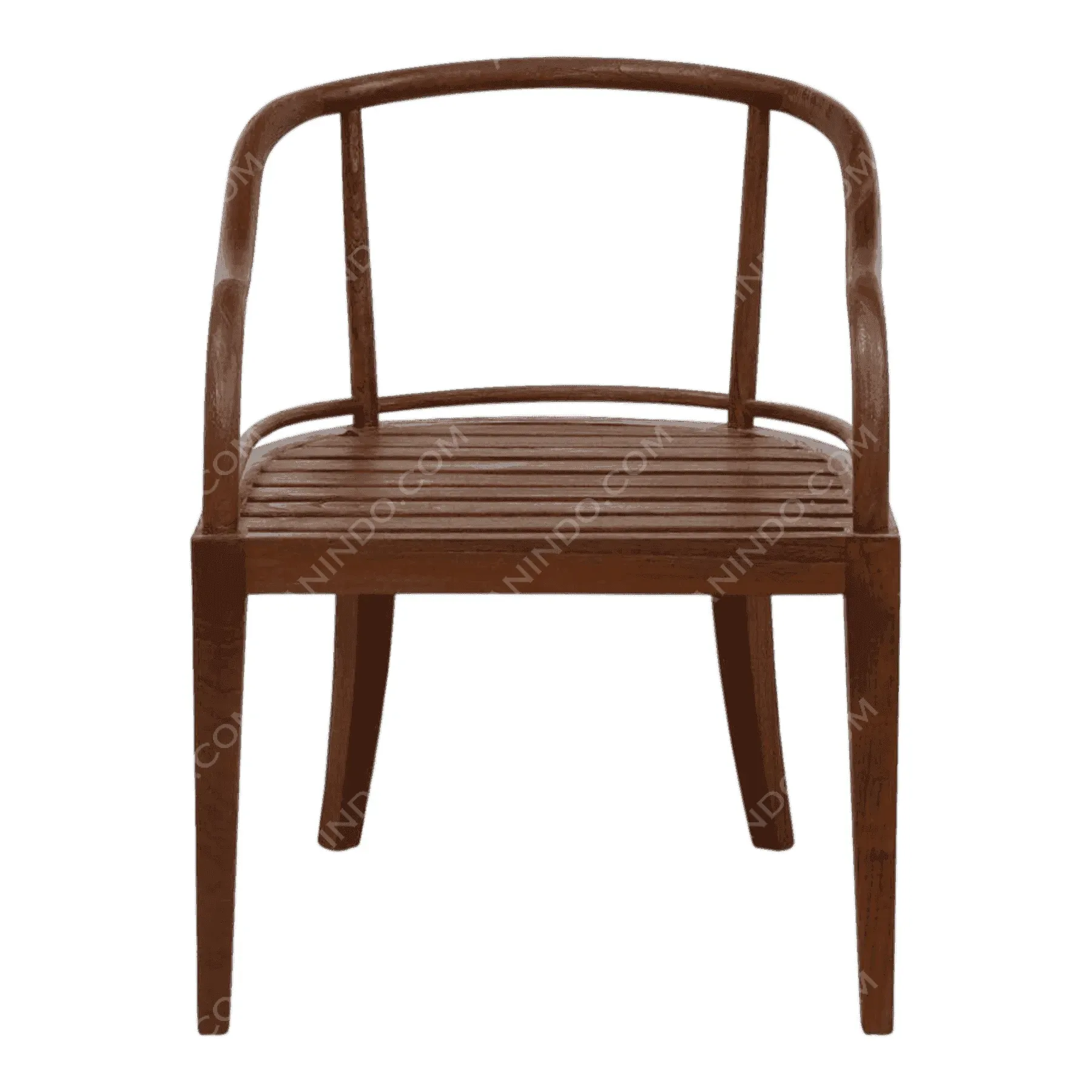 Modern wooden armchair with curved backrest