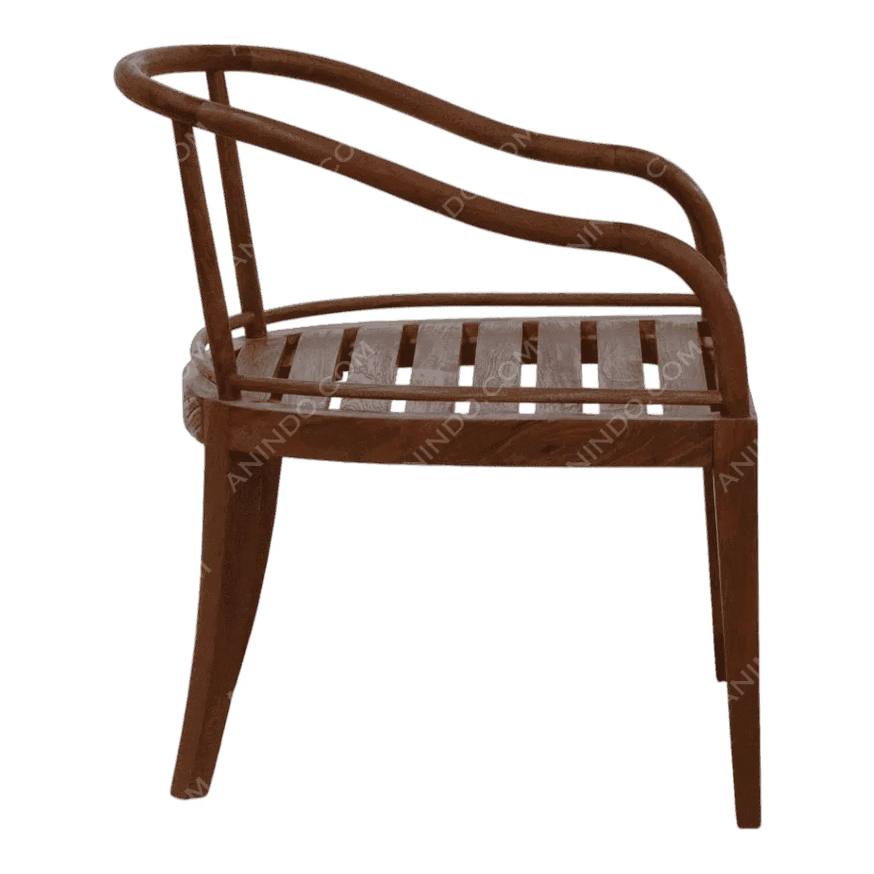 Modern wooden chair with curved backrest