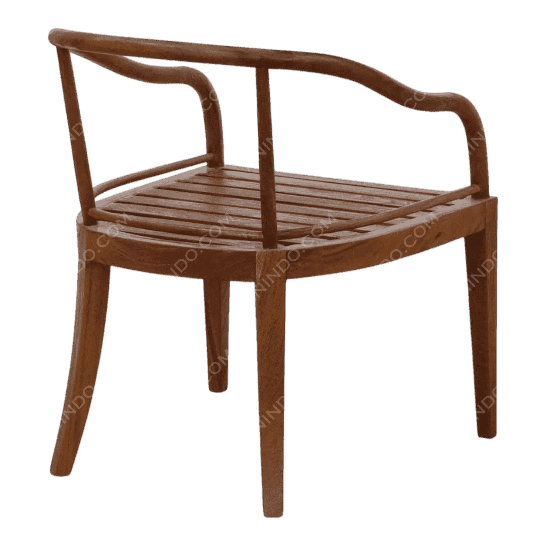 Modern wooden accent chair with curved backrest