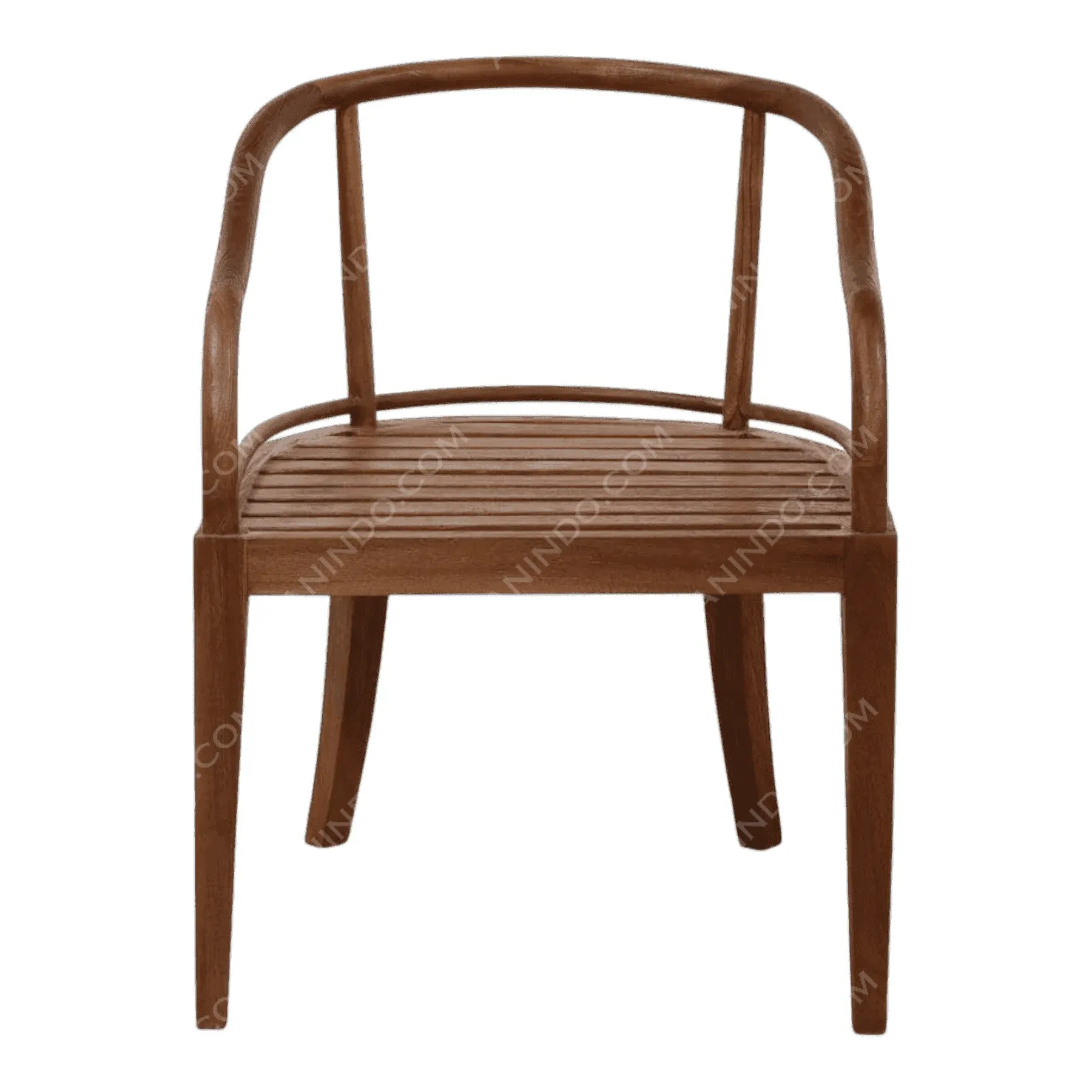 Modern wooden armchair with curved backrest