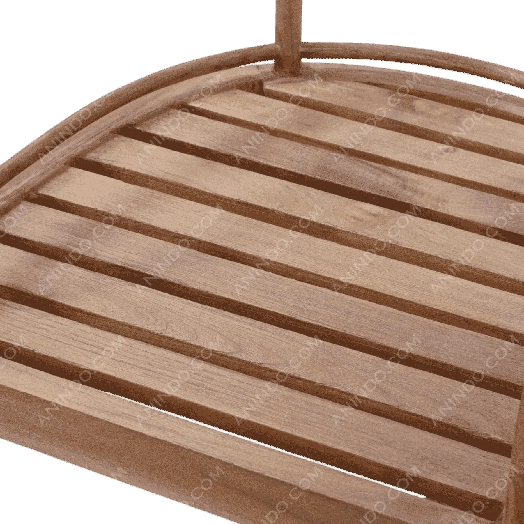 Close-up of wooden slatted shelf surface