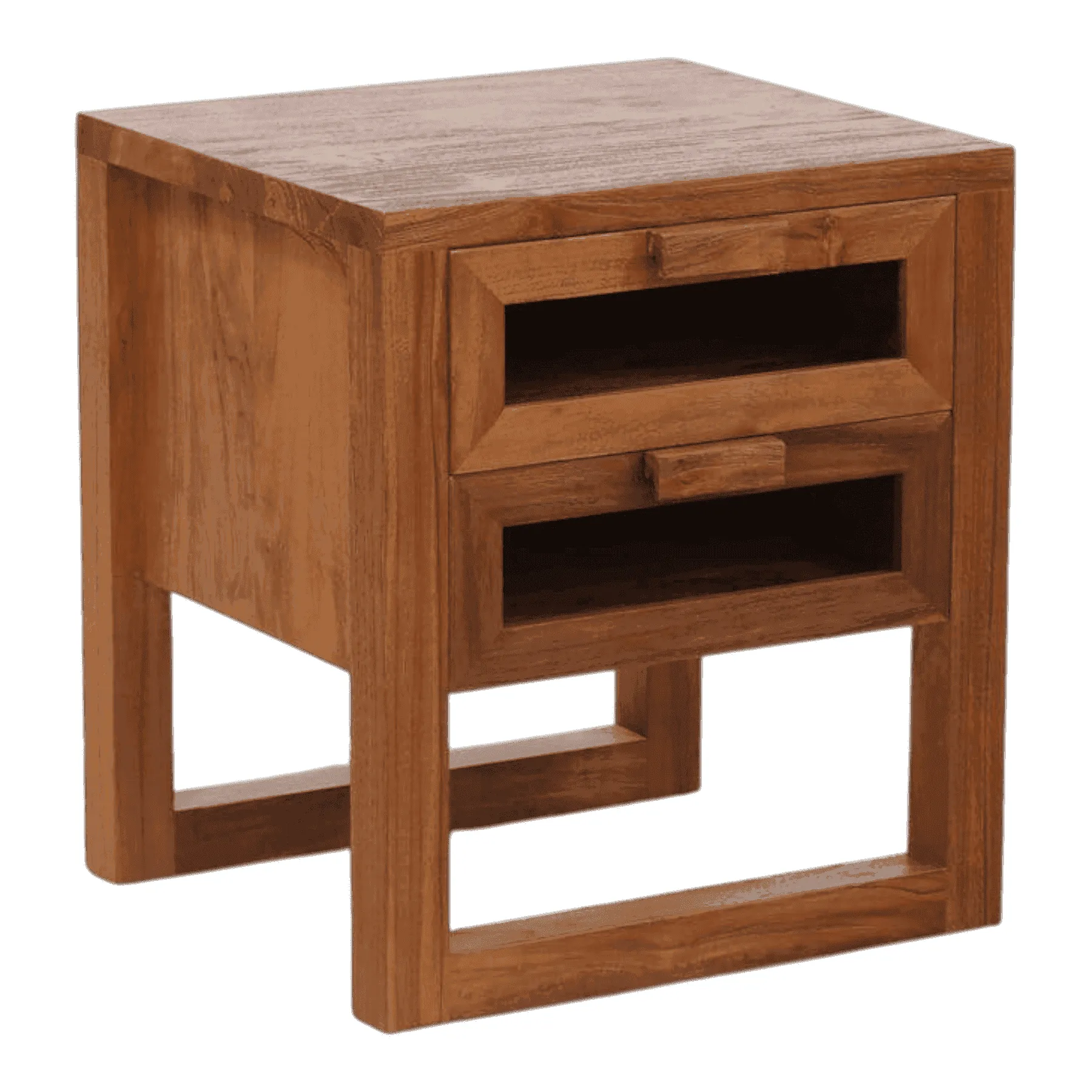 Modern wooden nightstand with two drawers