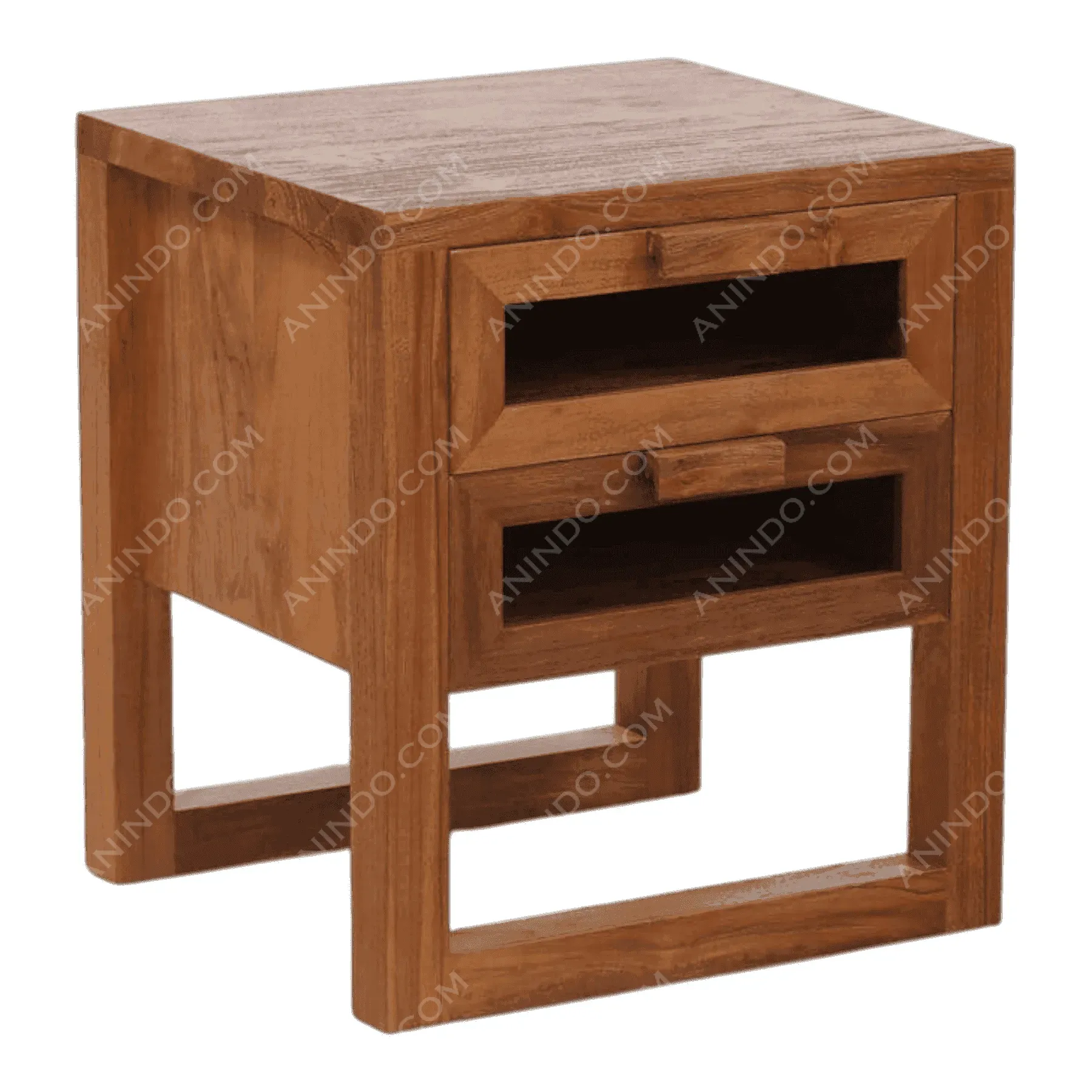 Modern wooden nightstand with two drawers