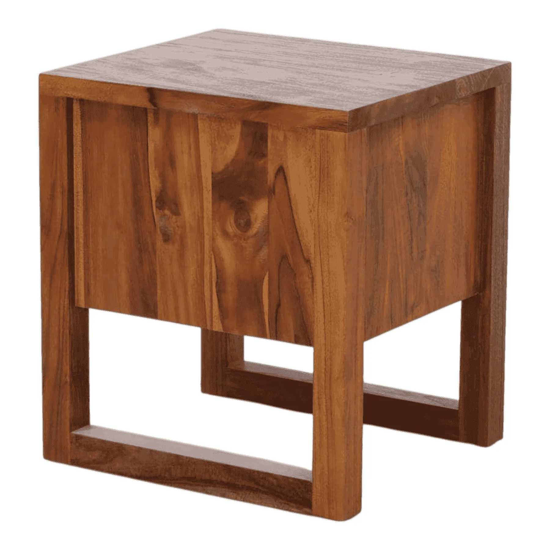Modern wooden side table with square design