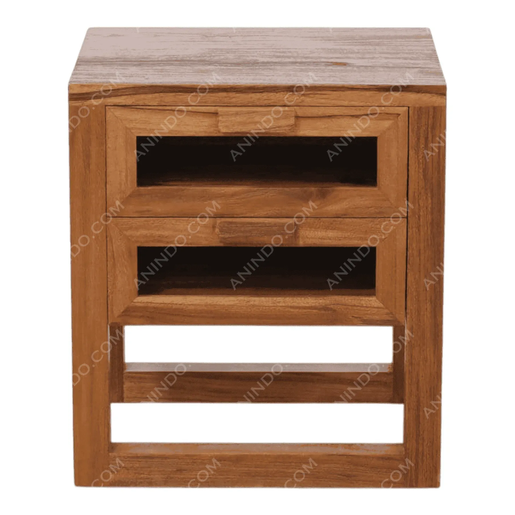 Wooden nightstand with two drawers