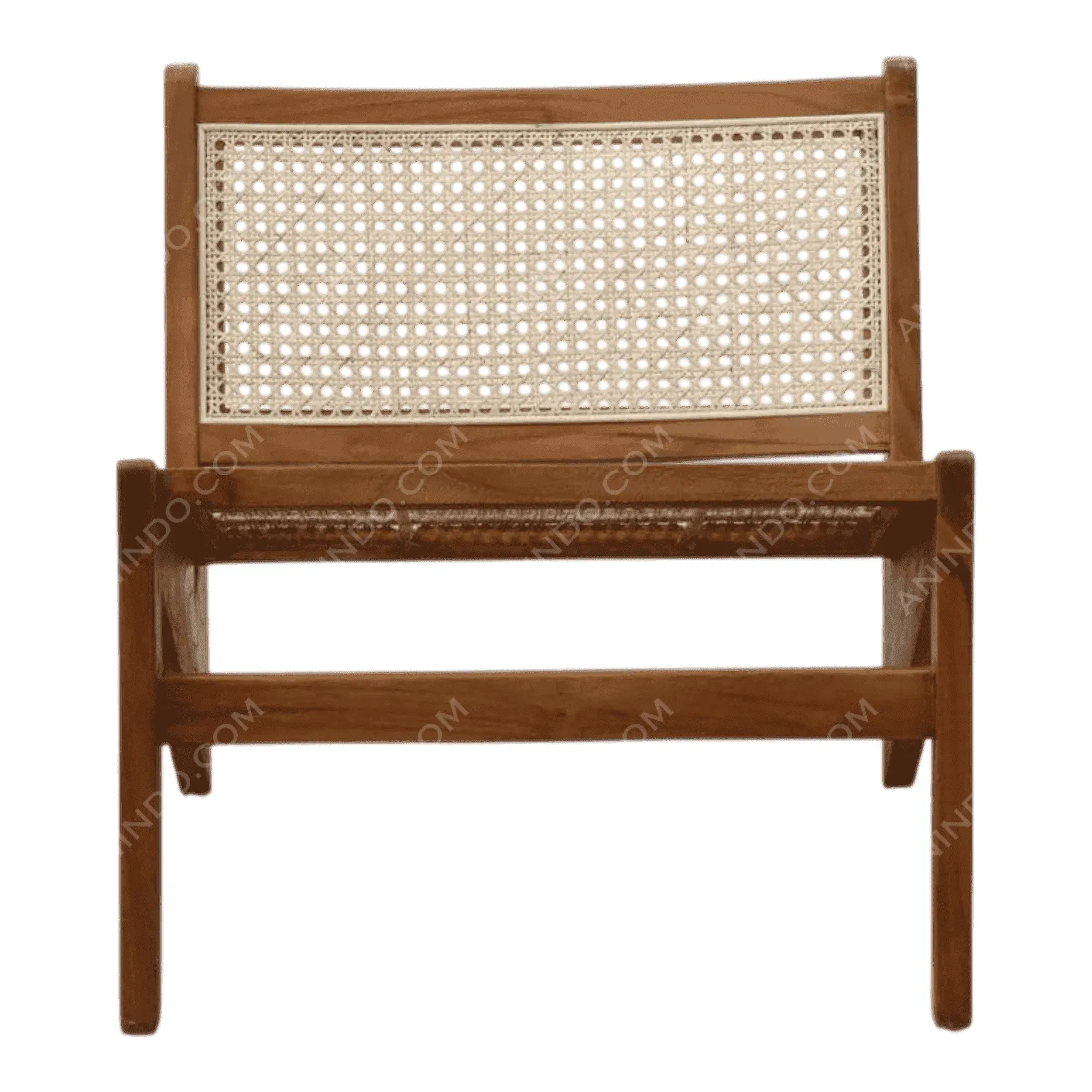 Wooden chair with woven cane backrest