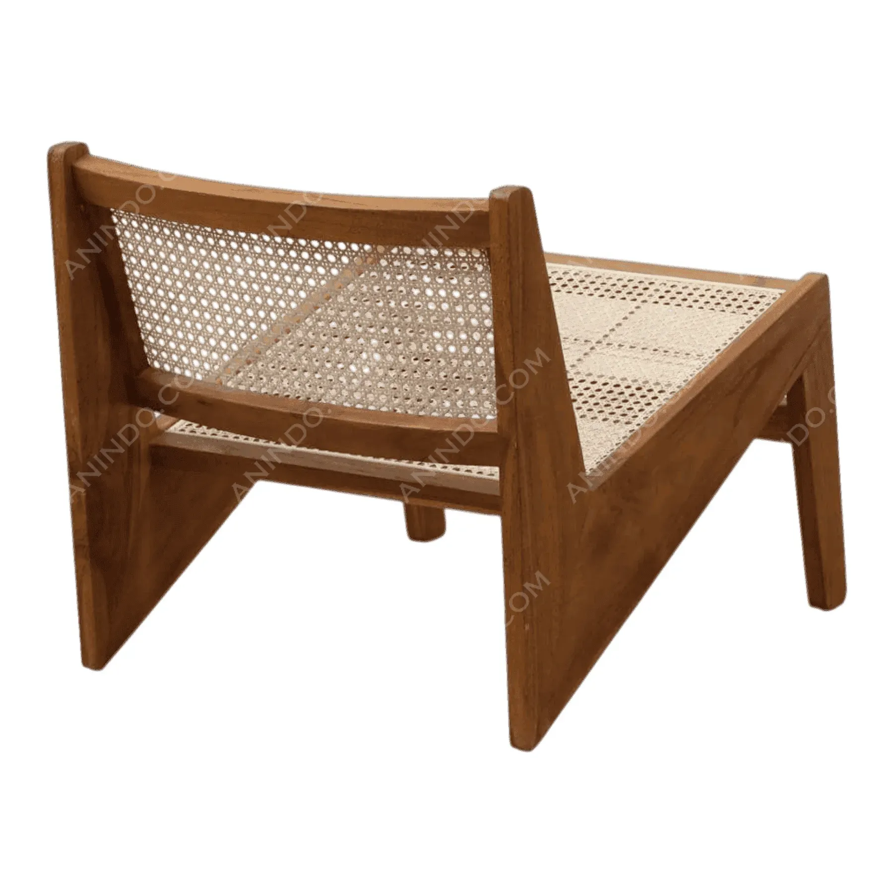 Modern wooden cane lounge chair