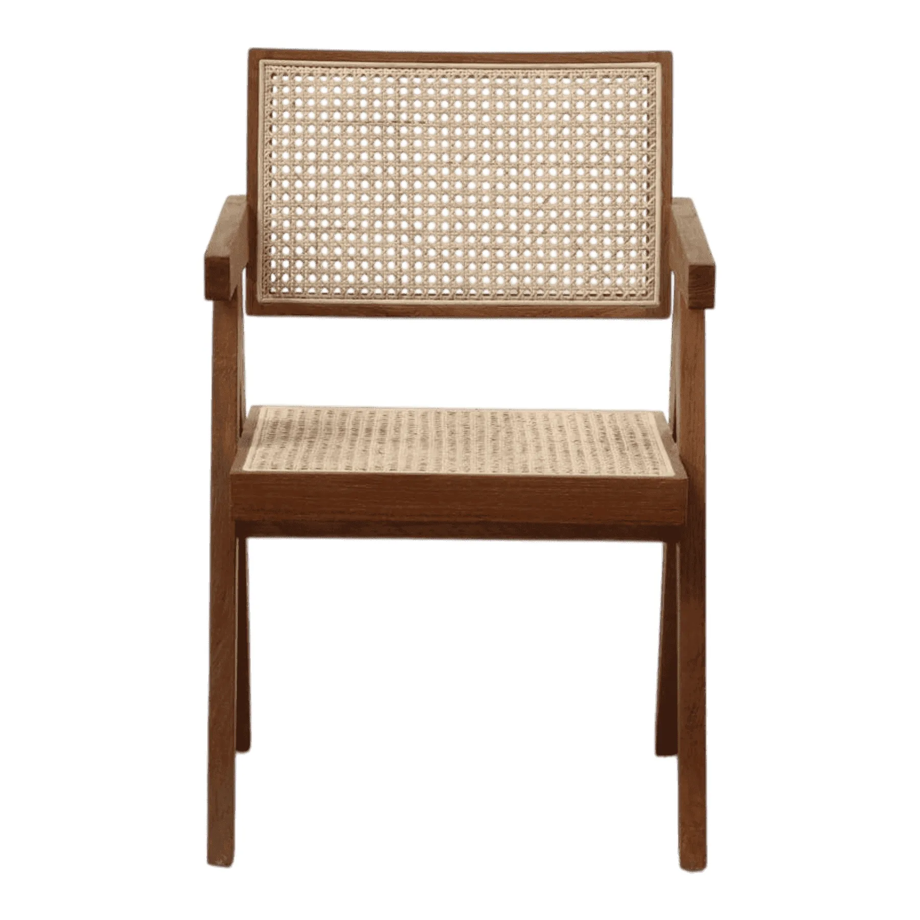 Wooden chair with woven cane seat and backrest
