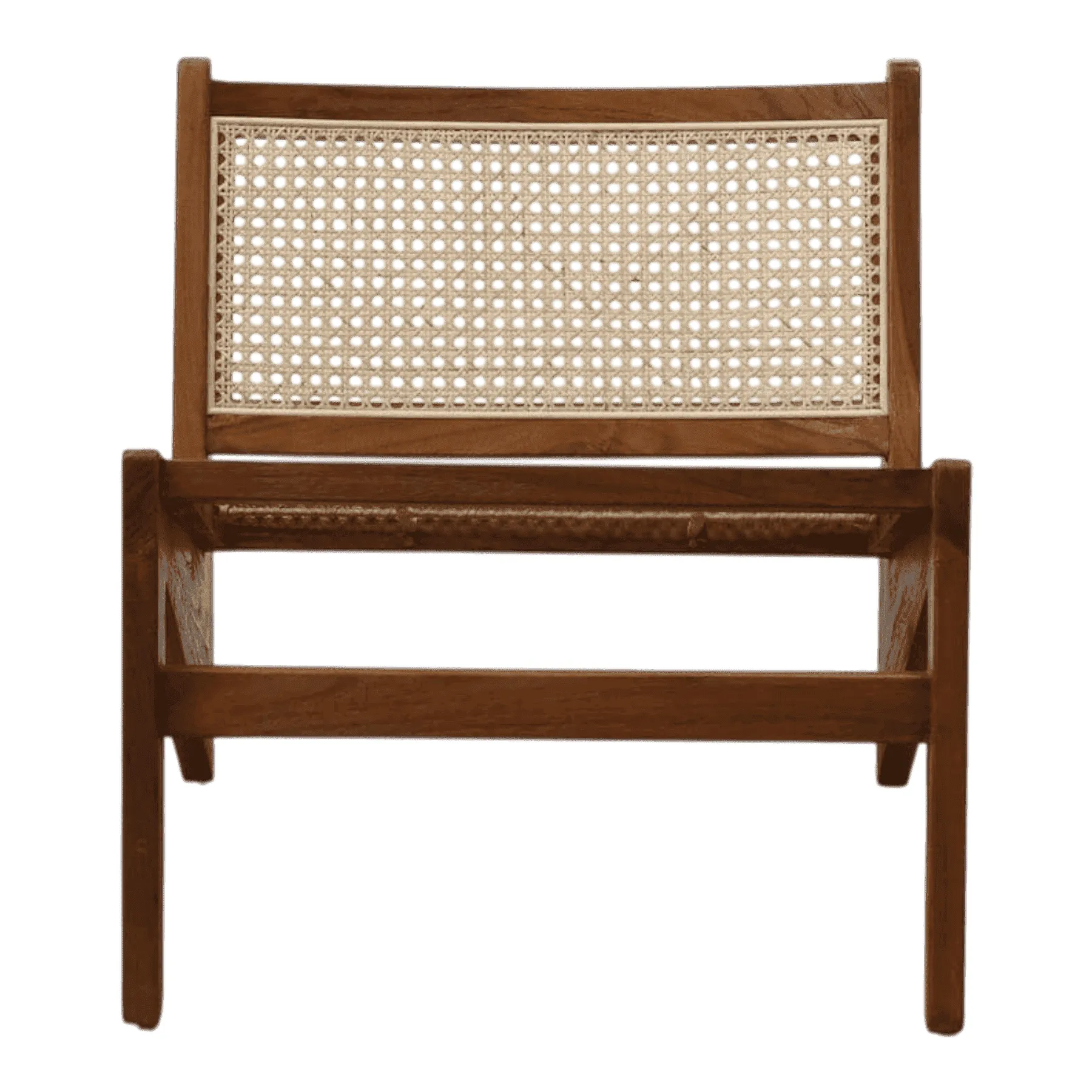 Wooden chair with woven rattan backrest