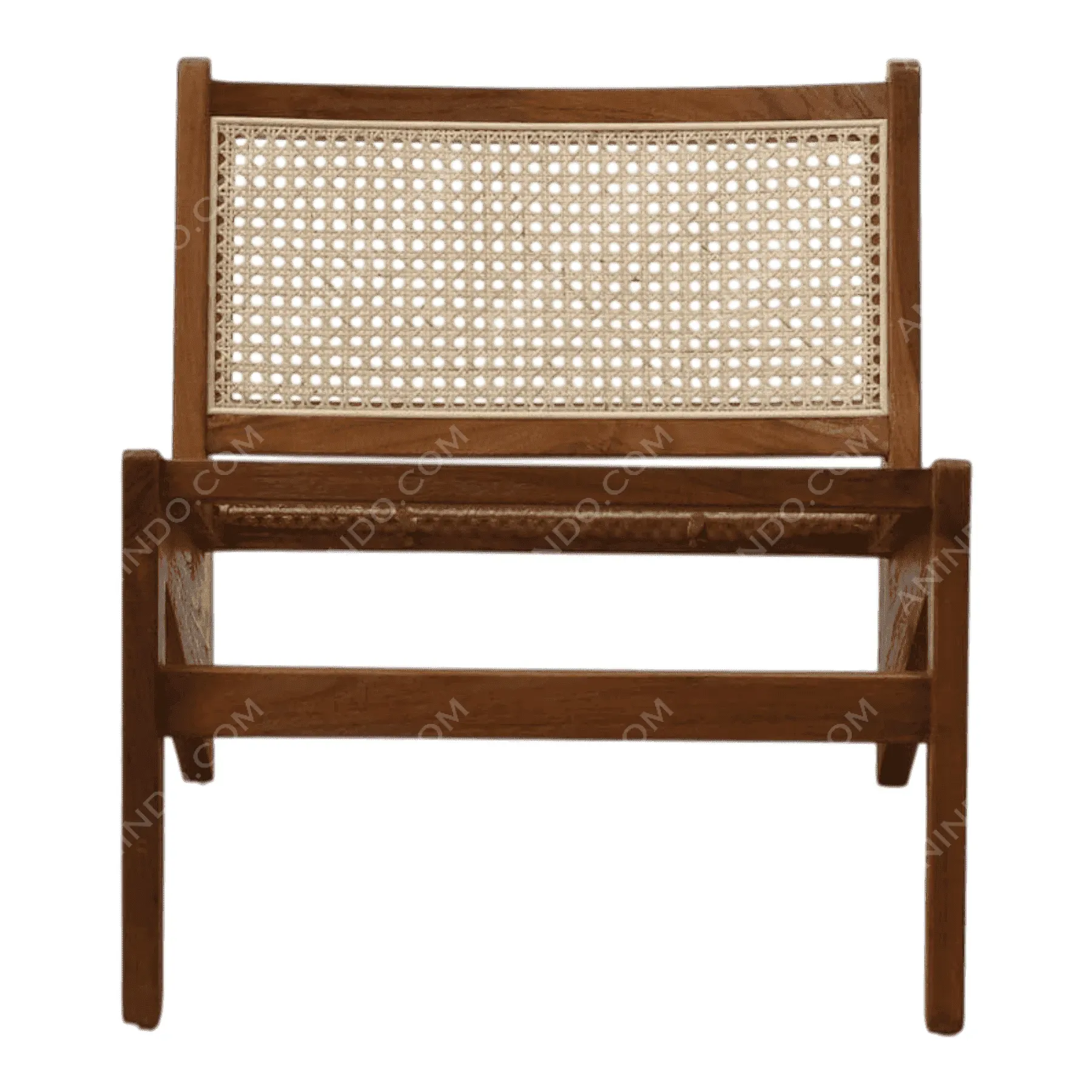 Wooden chair with woven rattan backrest