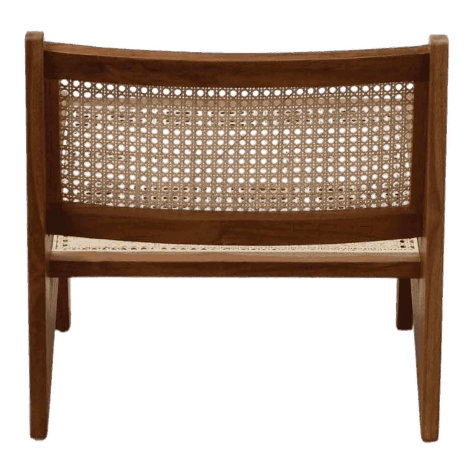 Wooden chair with woven cane backrest