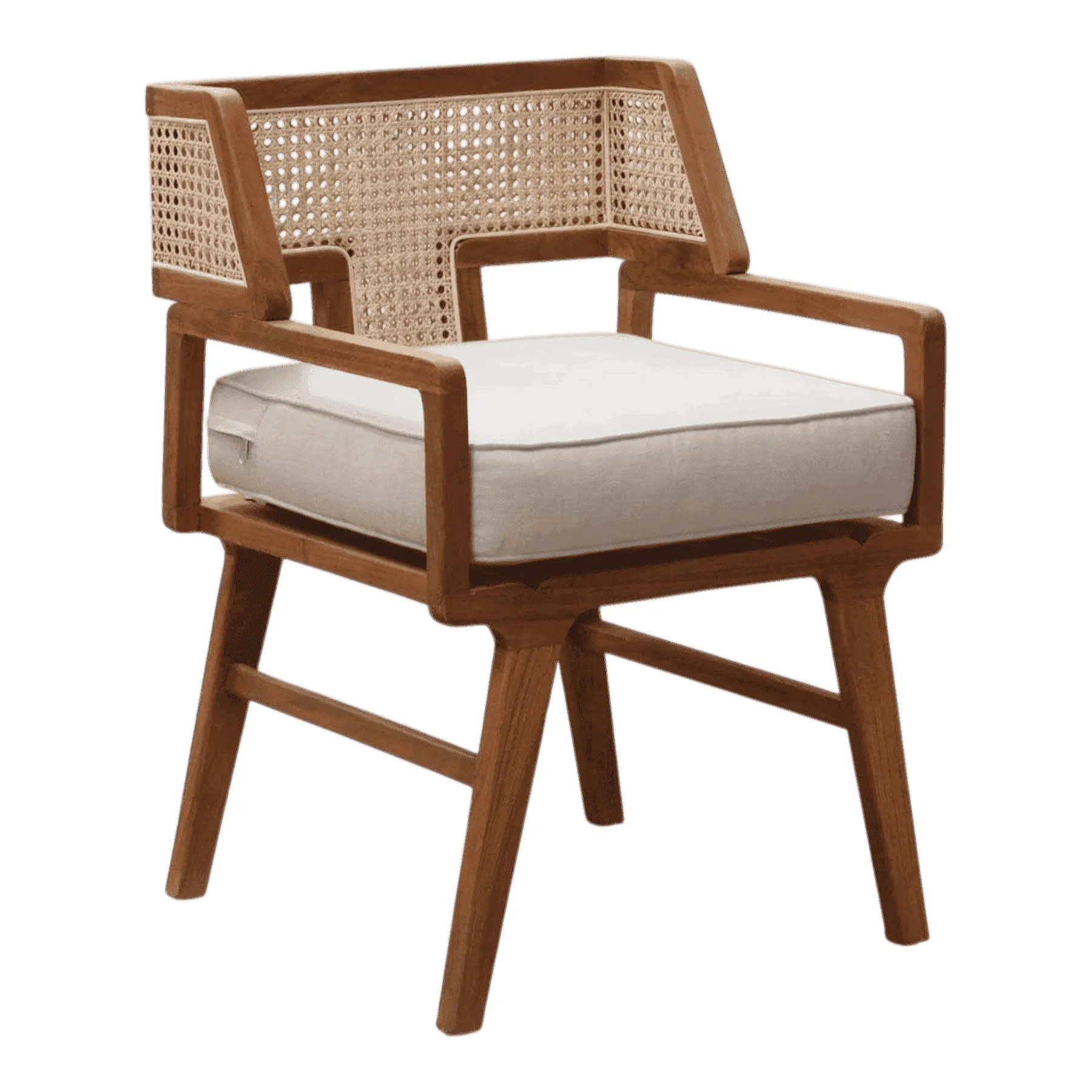 Wooden chair with cane back and cushion seat