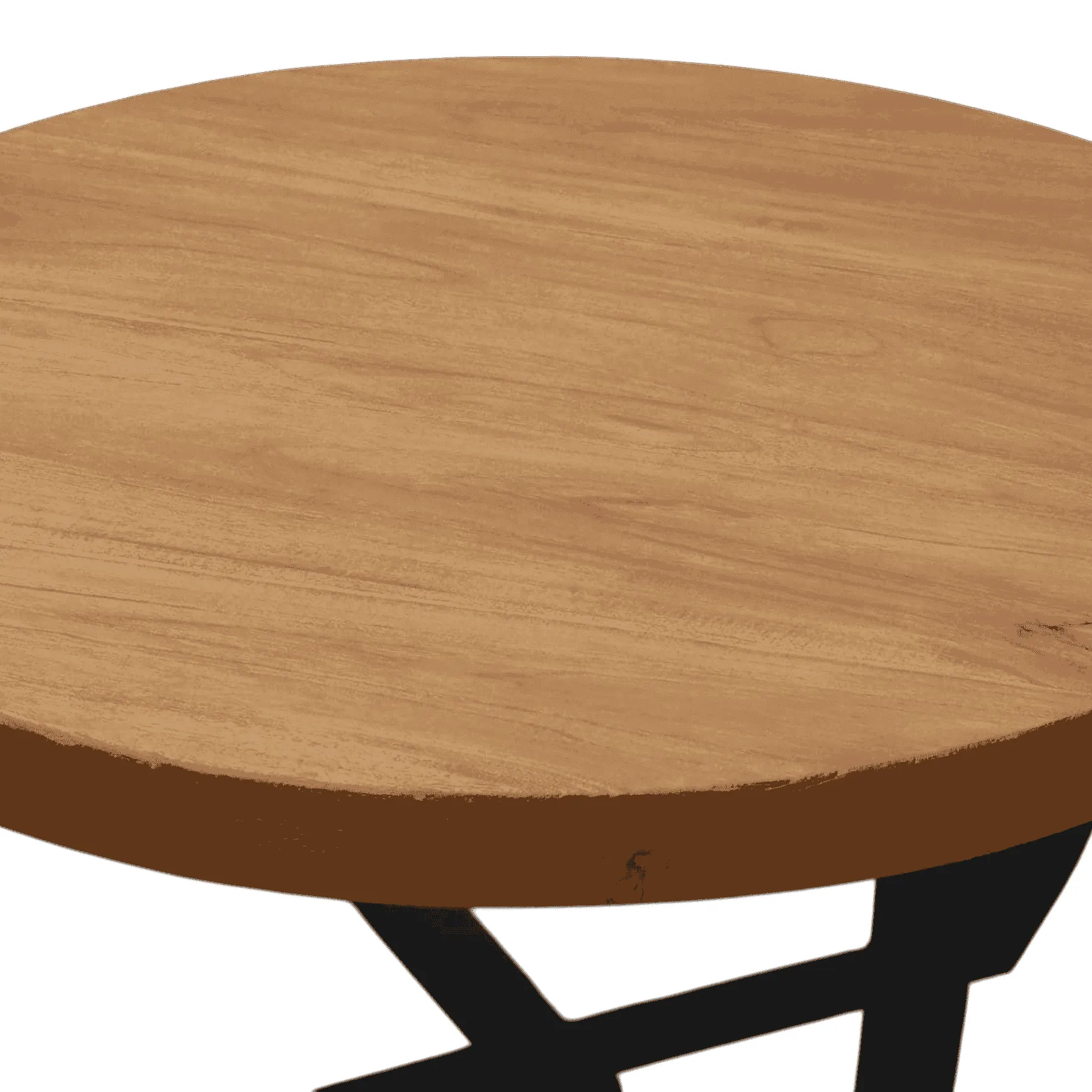 Round wooden table with black metal legs