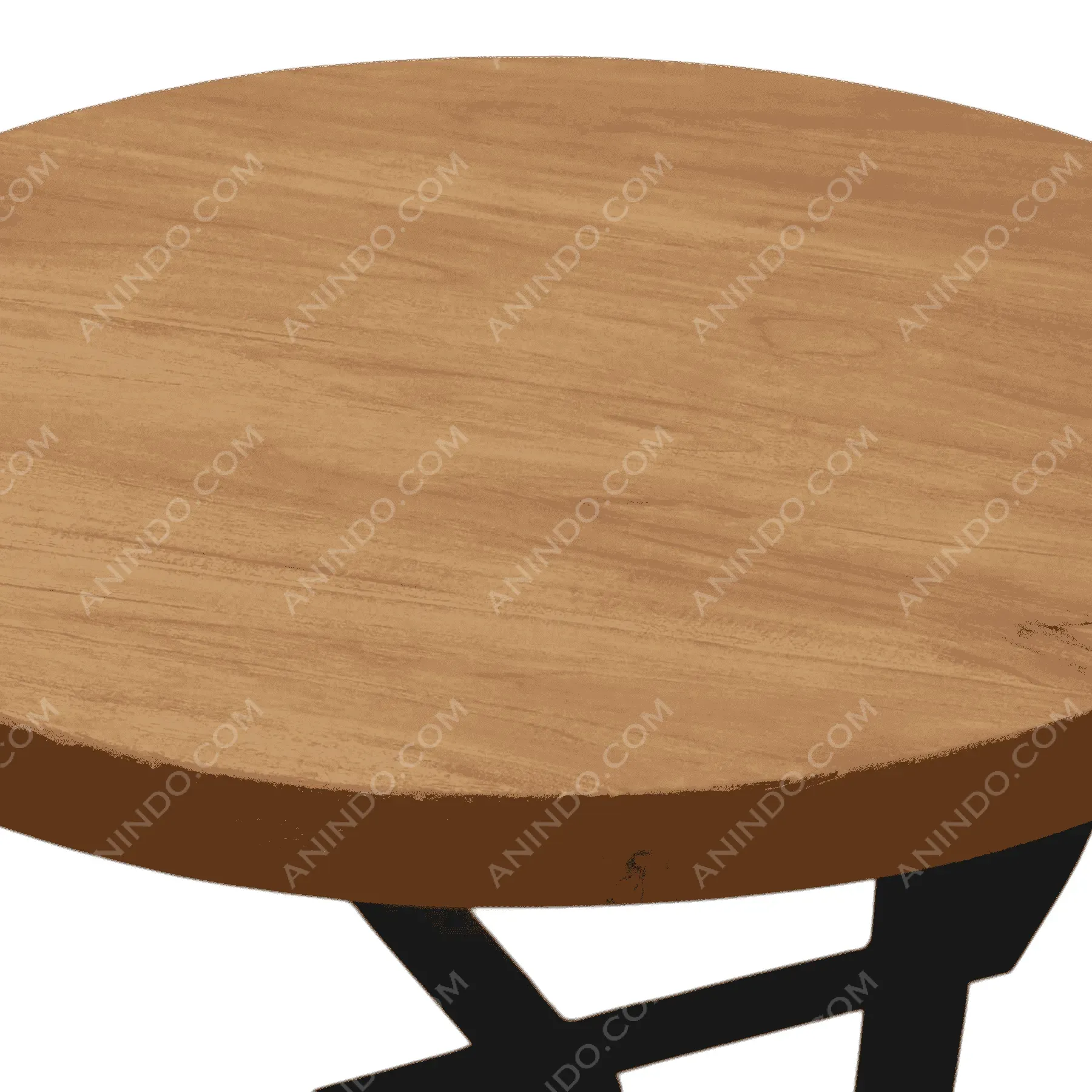 Round wooden table with black metal legs