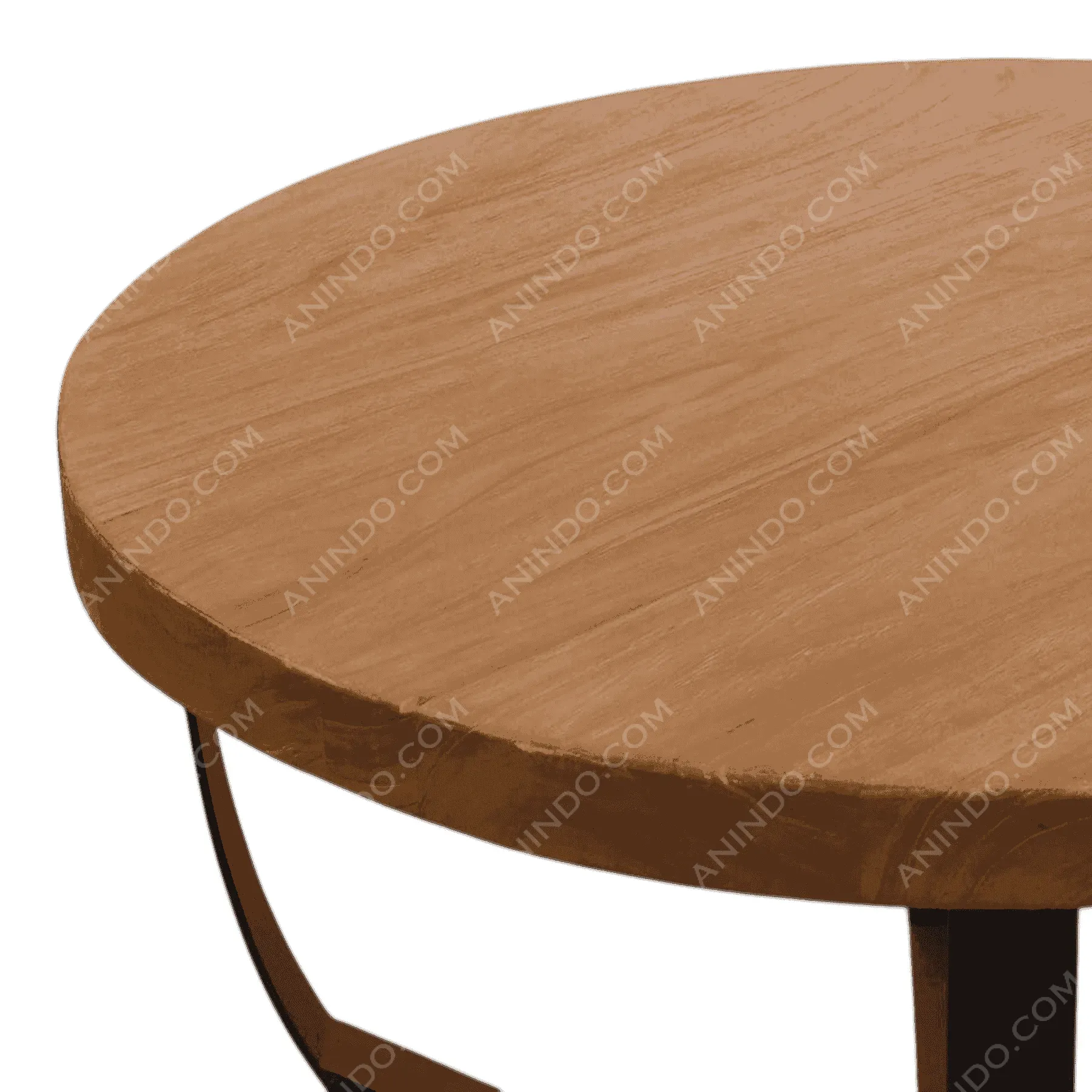Round wooden table with metal legs