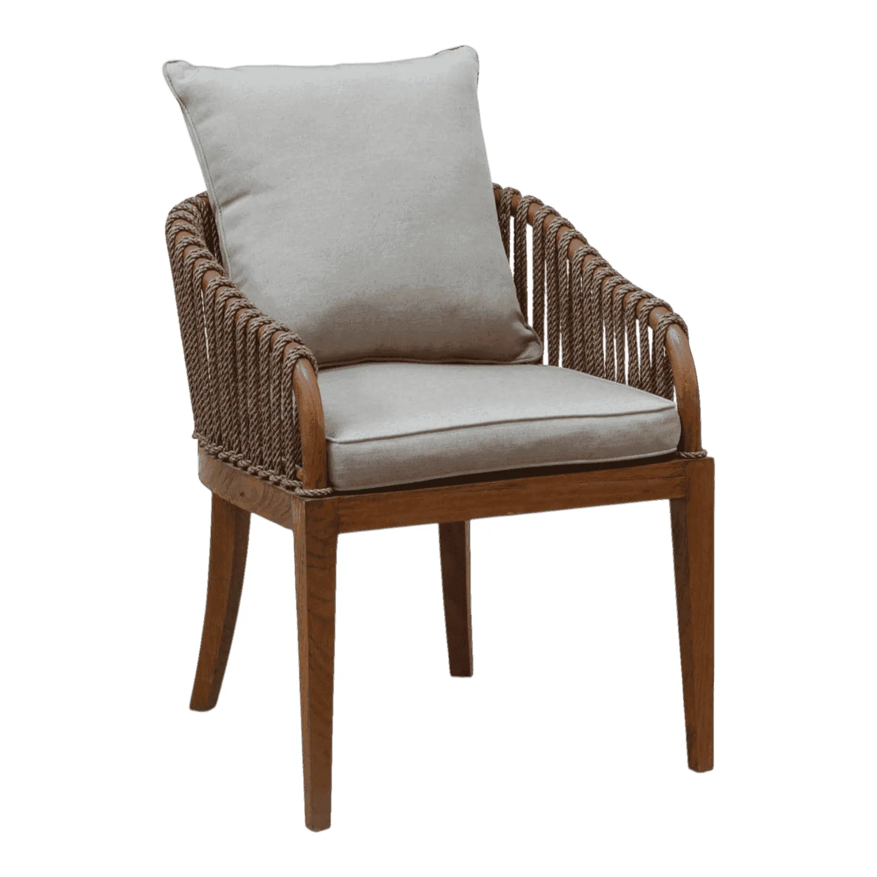 Modern wooden chair with gray cushions