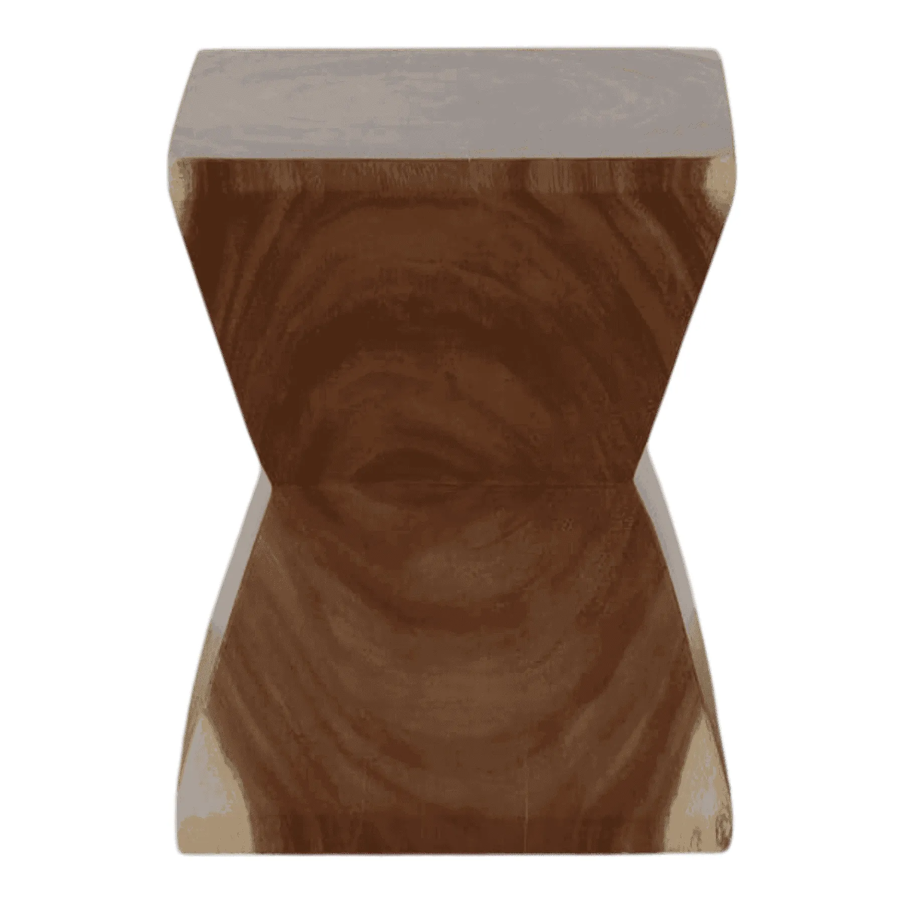 Modern wooden hourglass-shaped side table