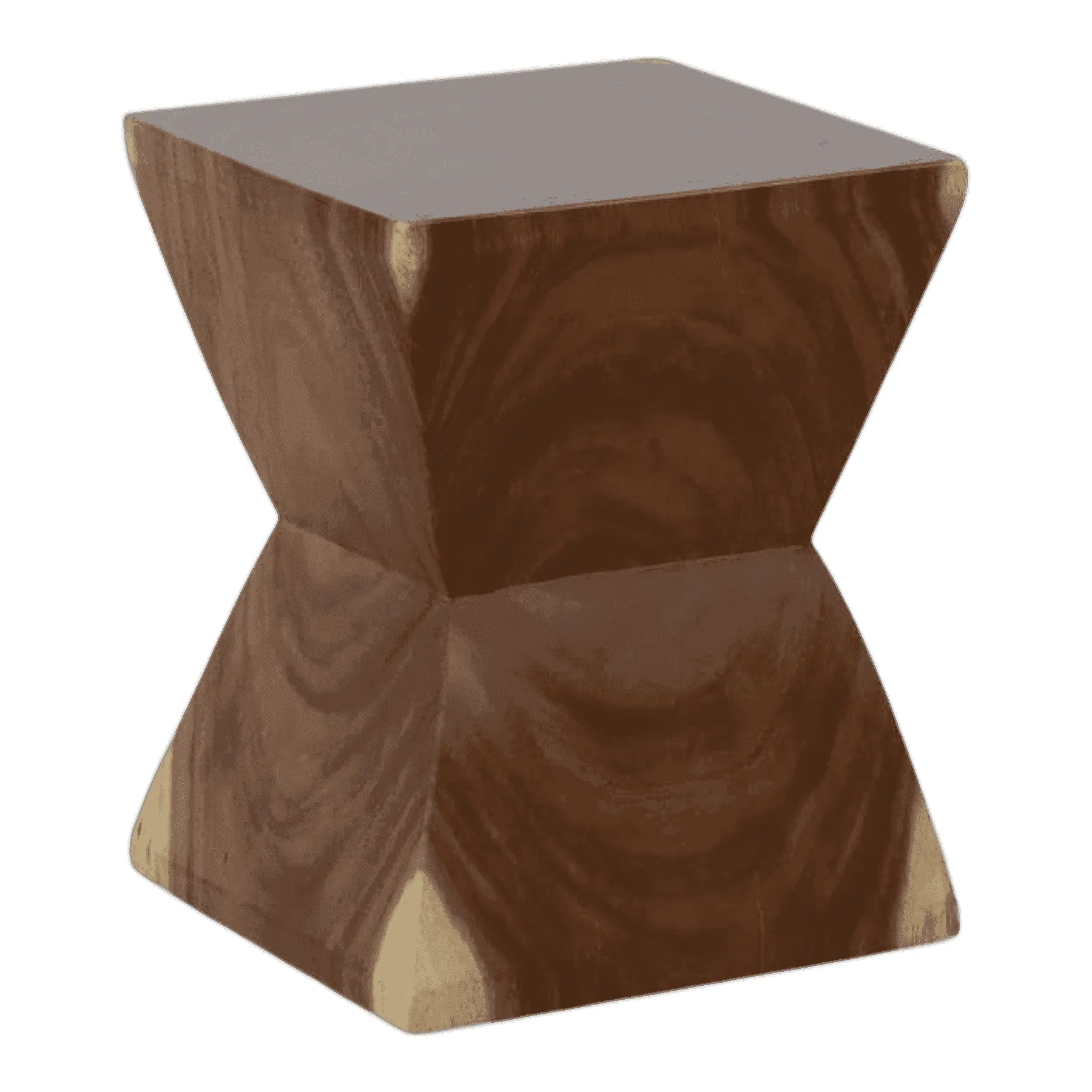 Modern wooden hourglass side table