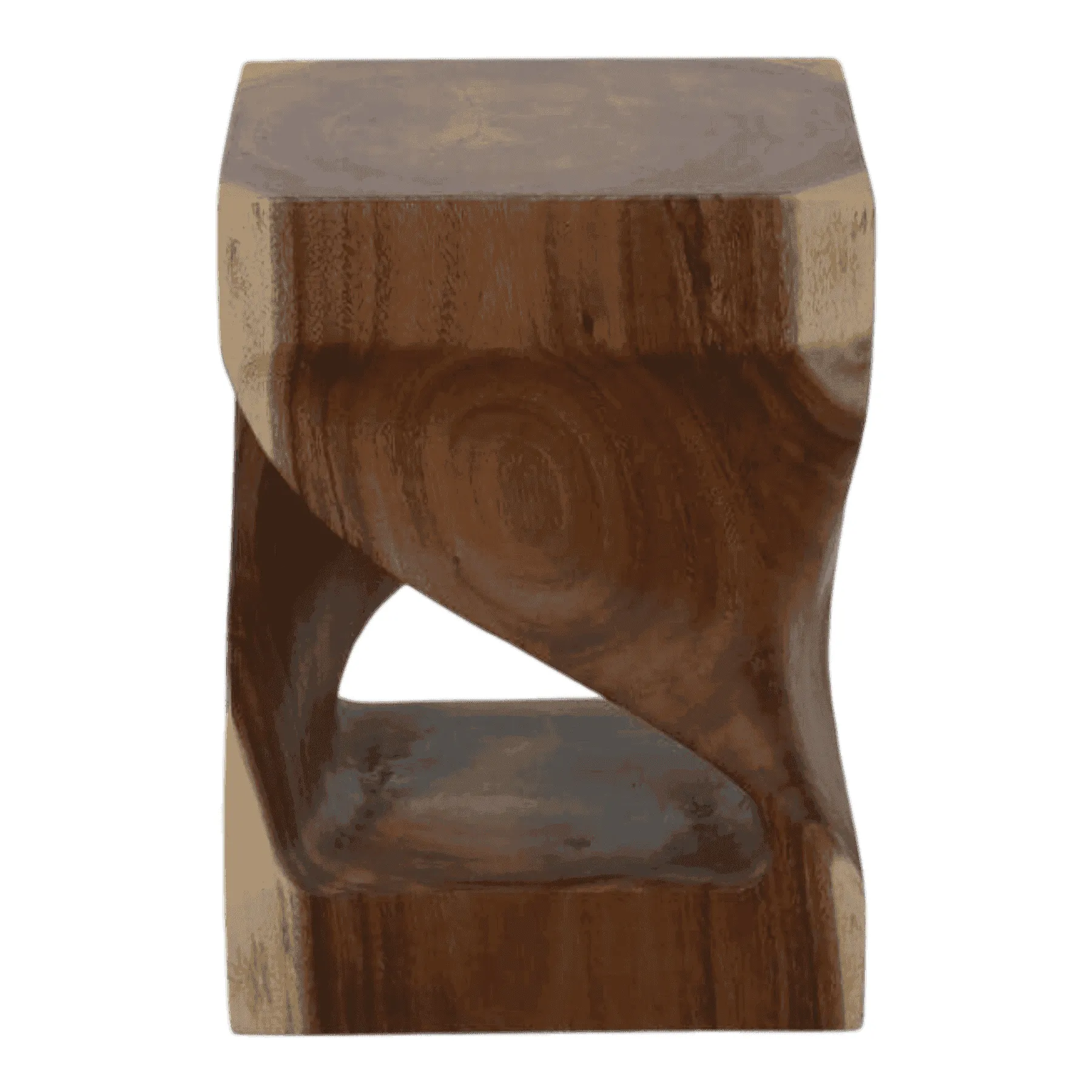 Modern twisted wood side table or stool