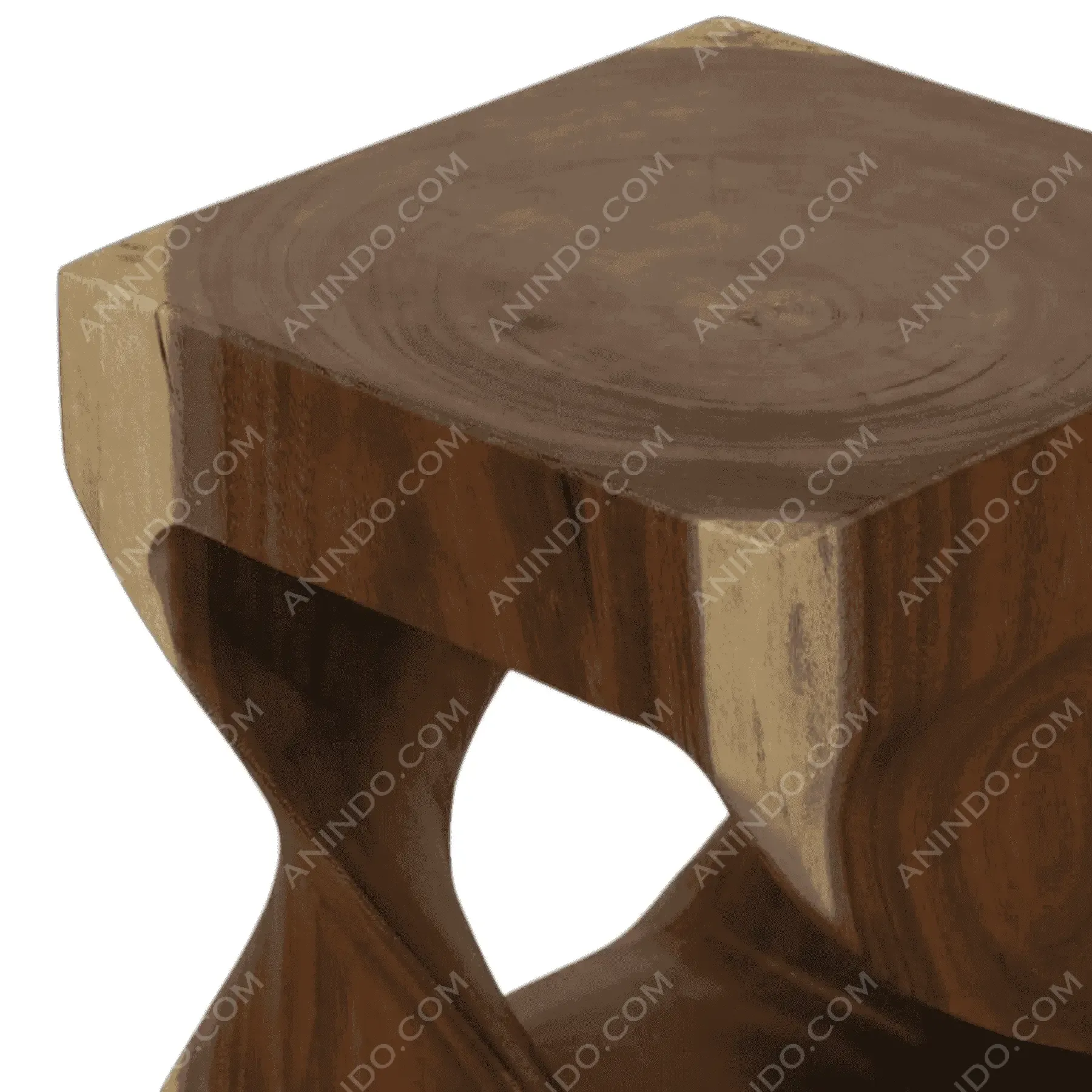 Modern carved wooden stool with smooth finish