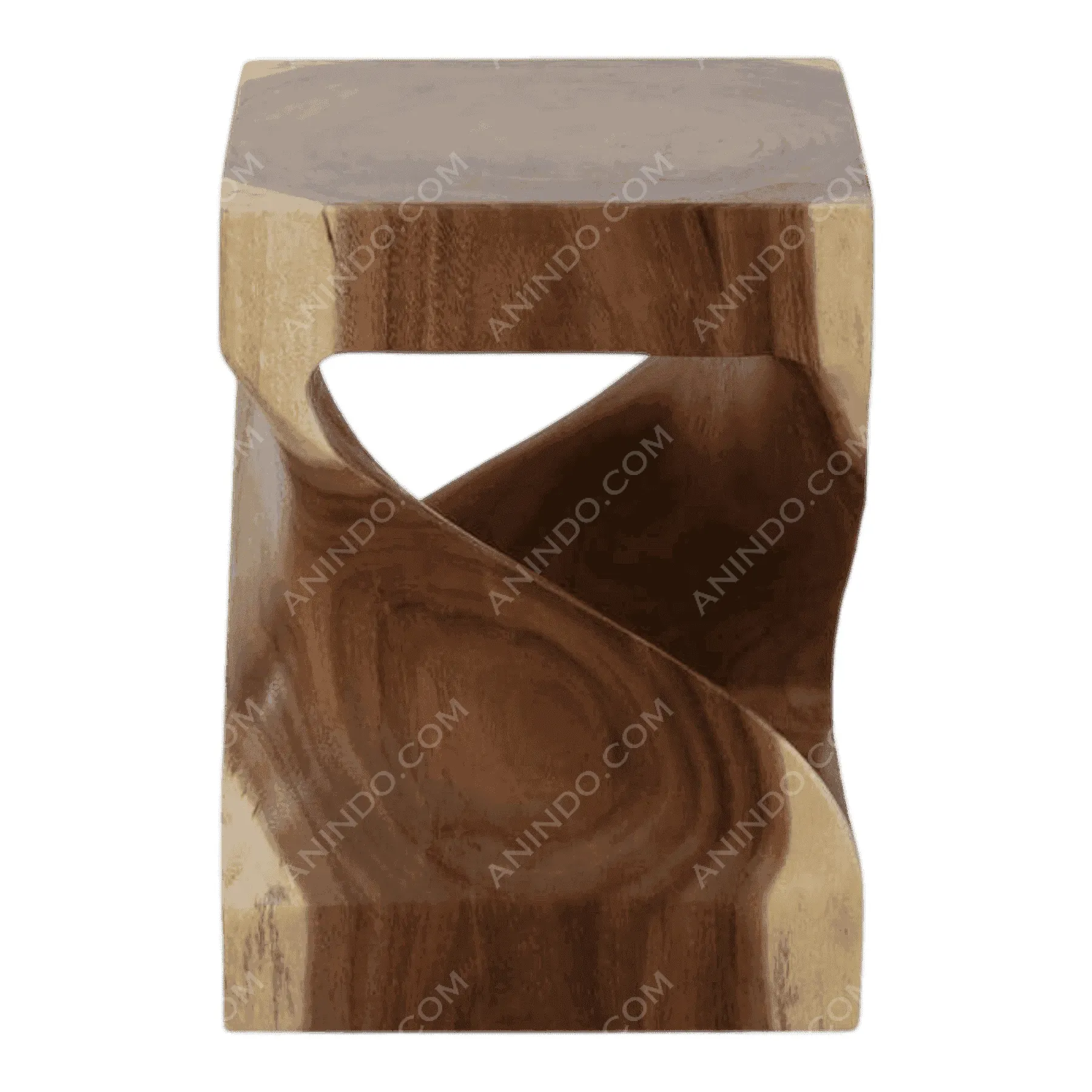 Twisted wooden accent table or stool