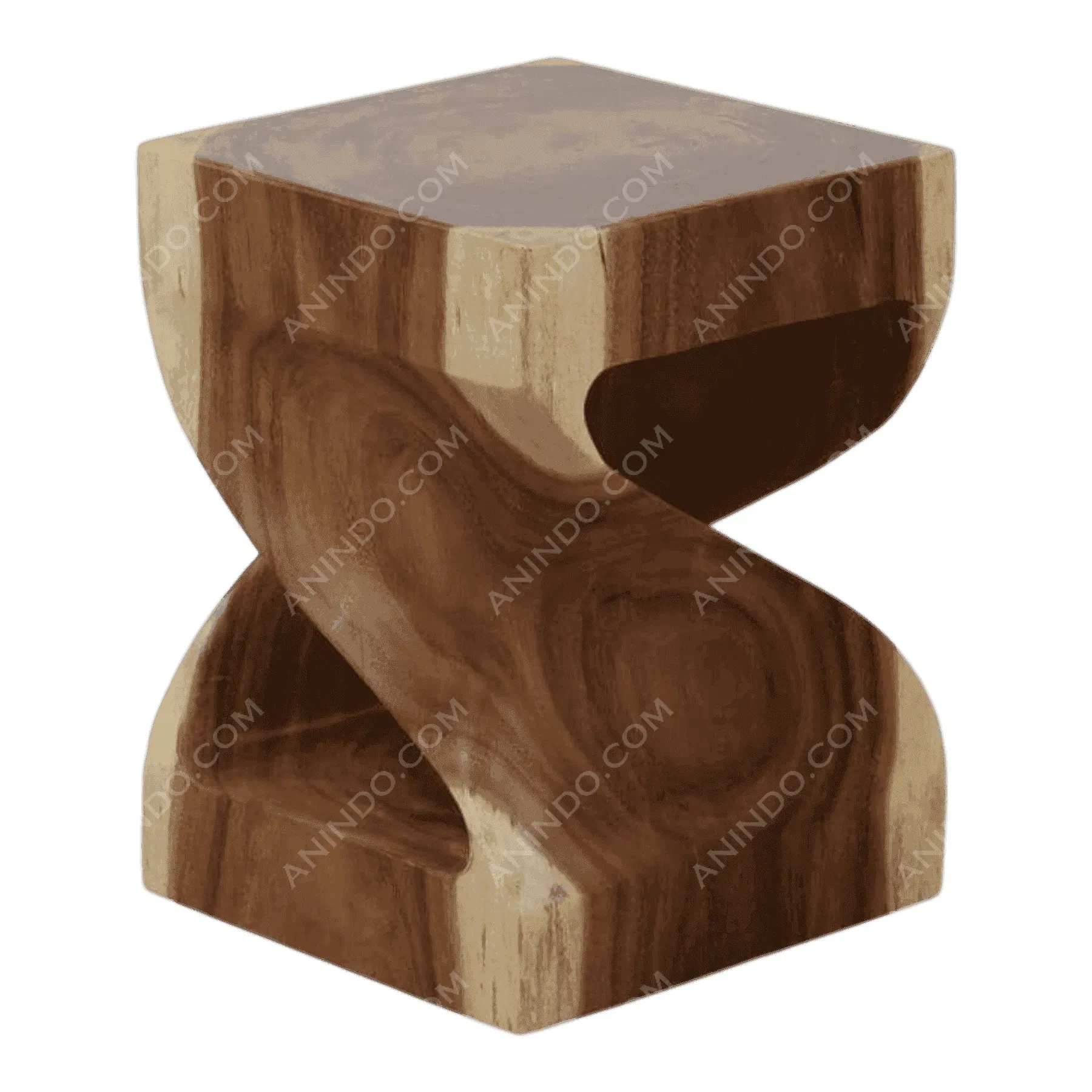 Modern twisted wood accent stool