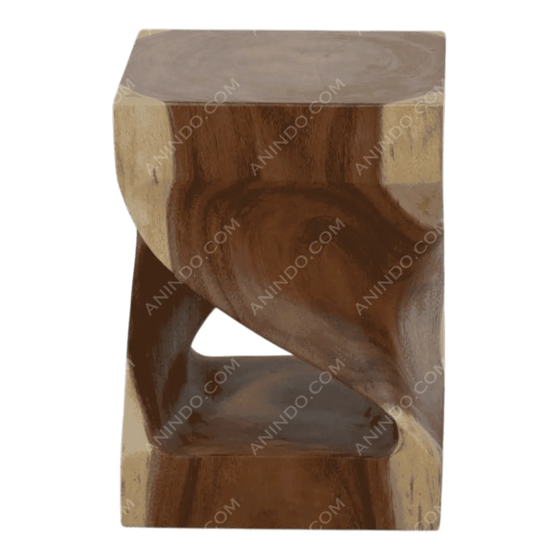 Twisted solid wood stool or side table