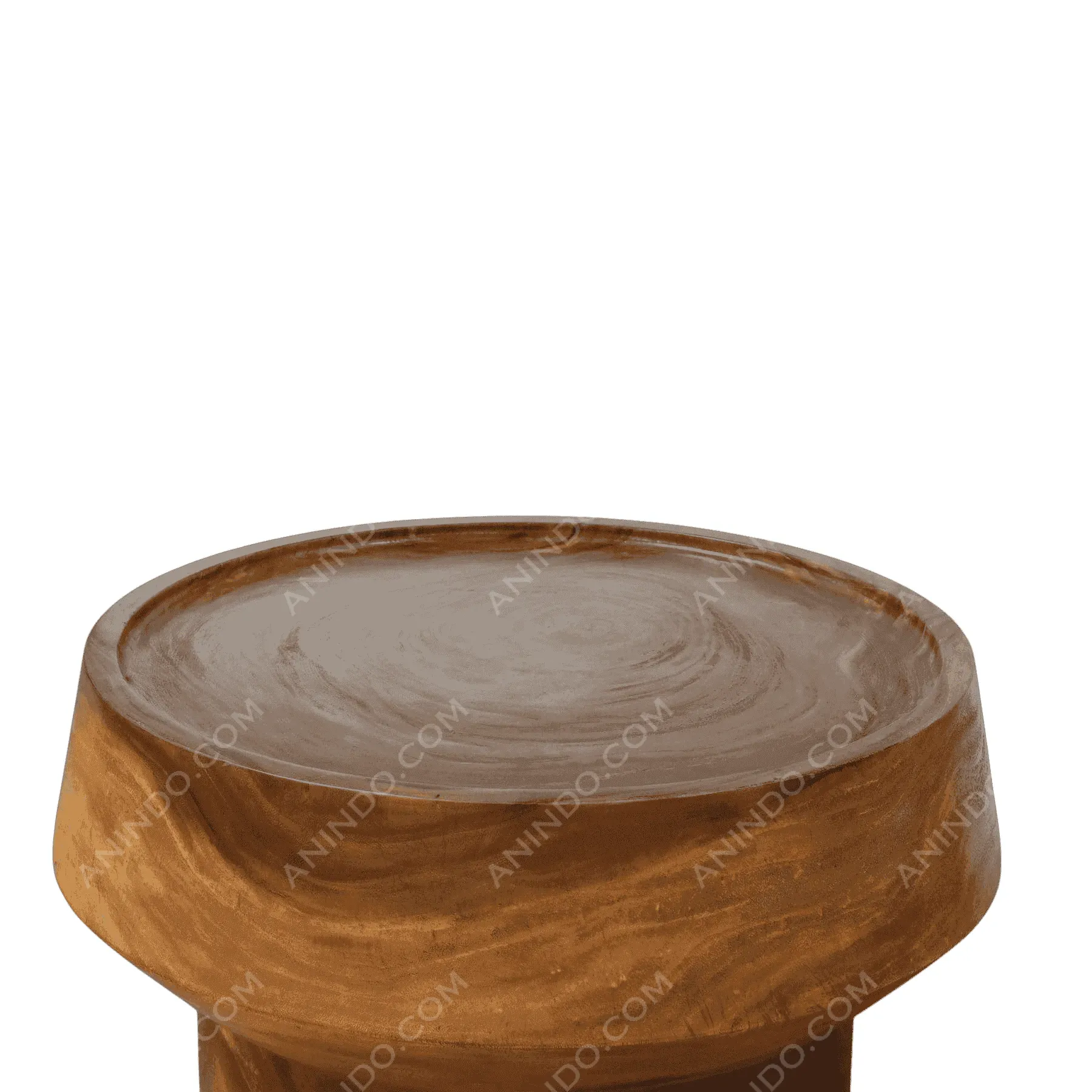 Round wooden side table with smooth finish