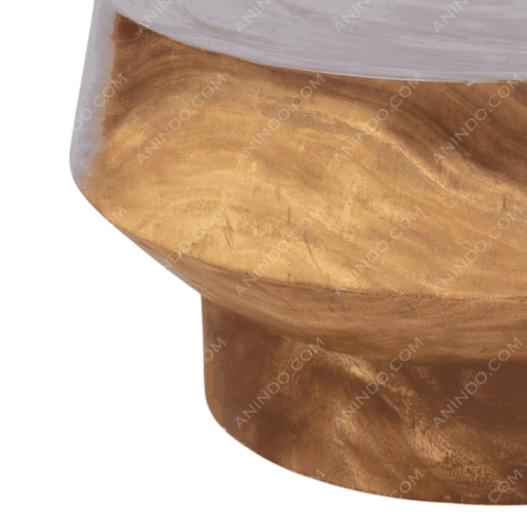 Round wooden table base close-up view