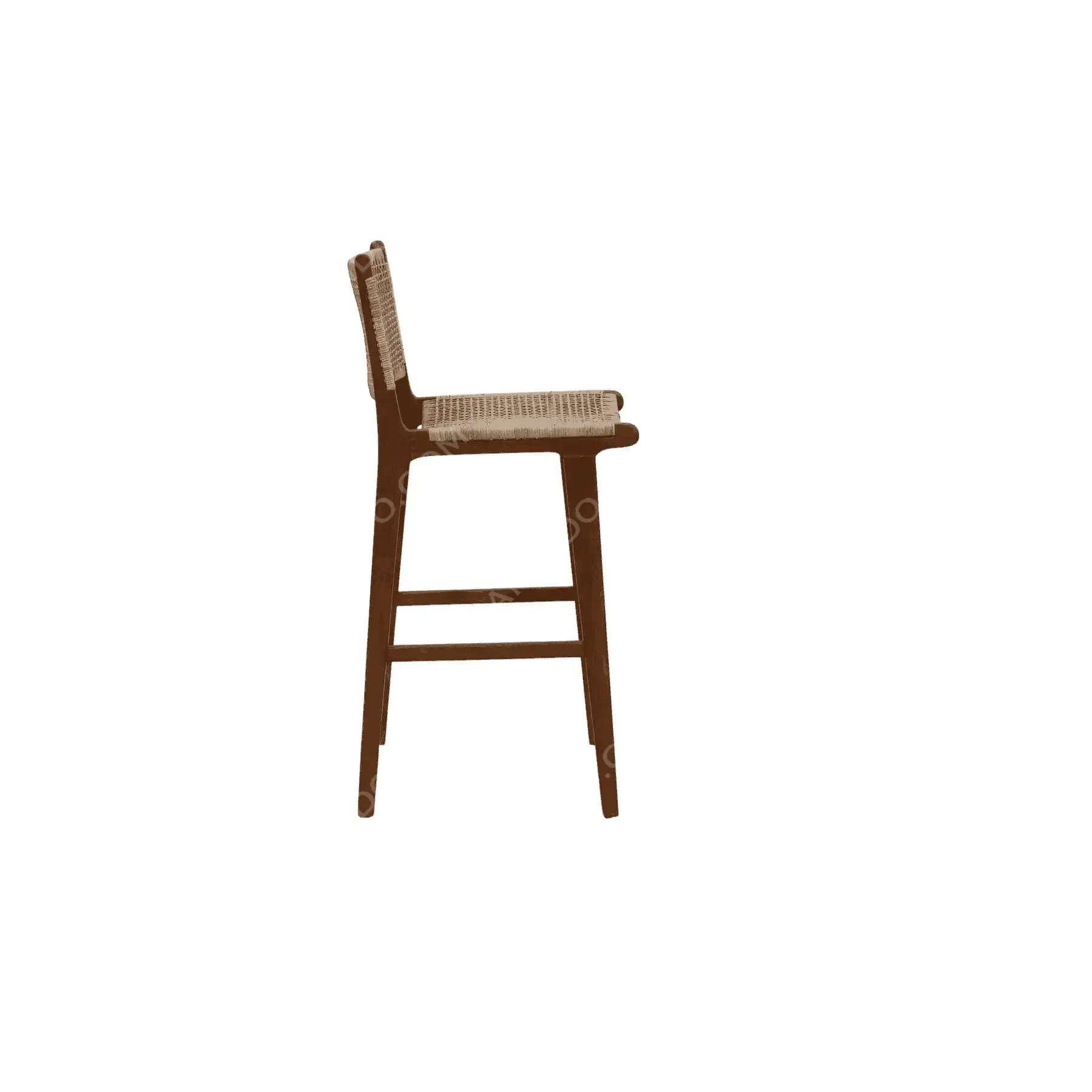 Wooden bar stool with woven seat
