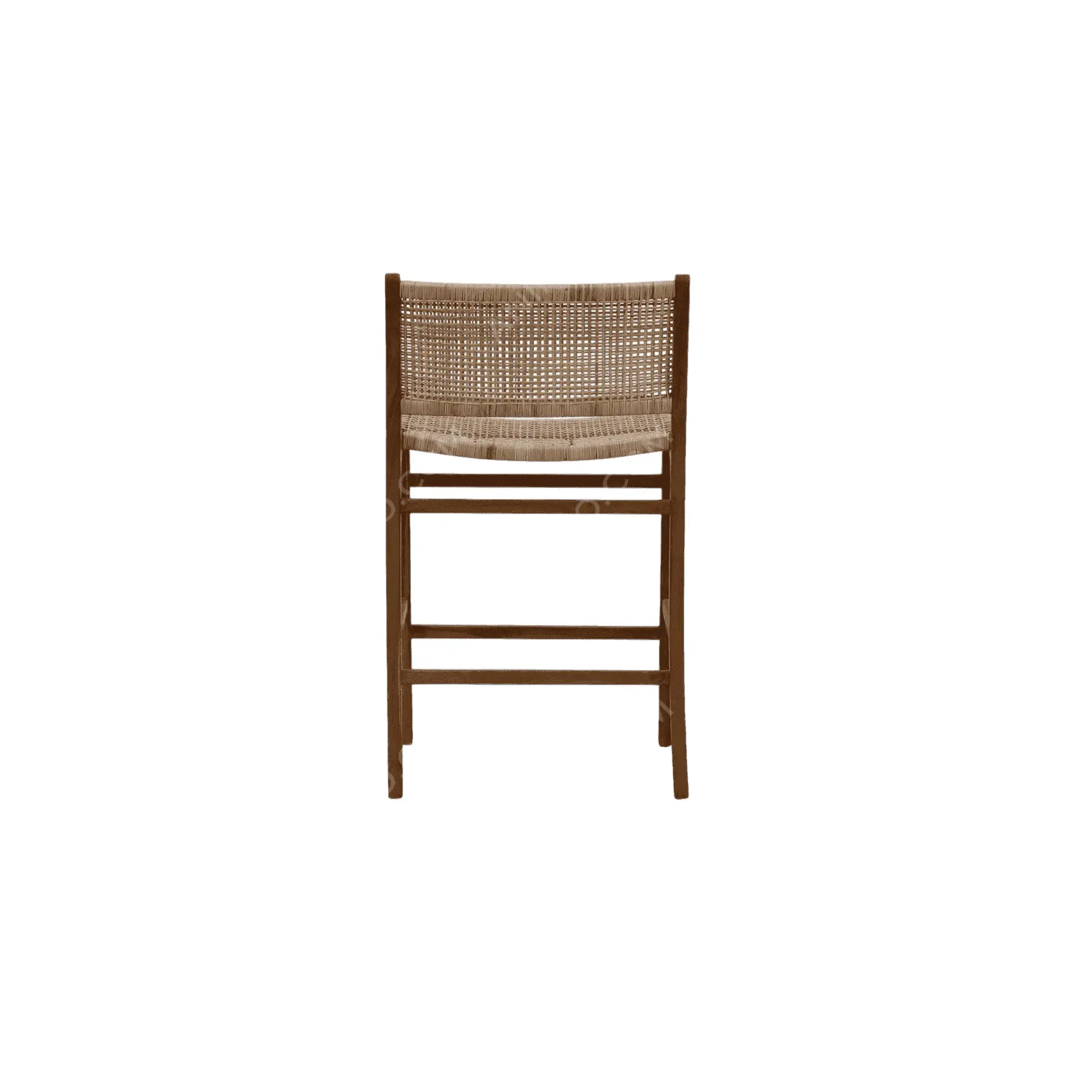 Wooden chair with woven rattan backrest