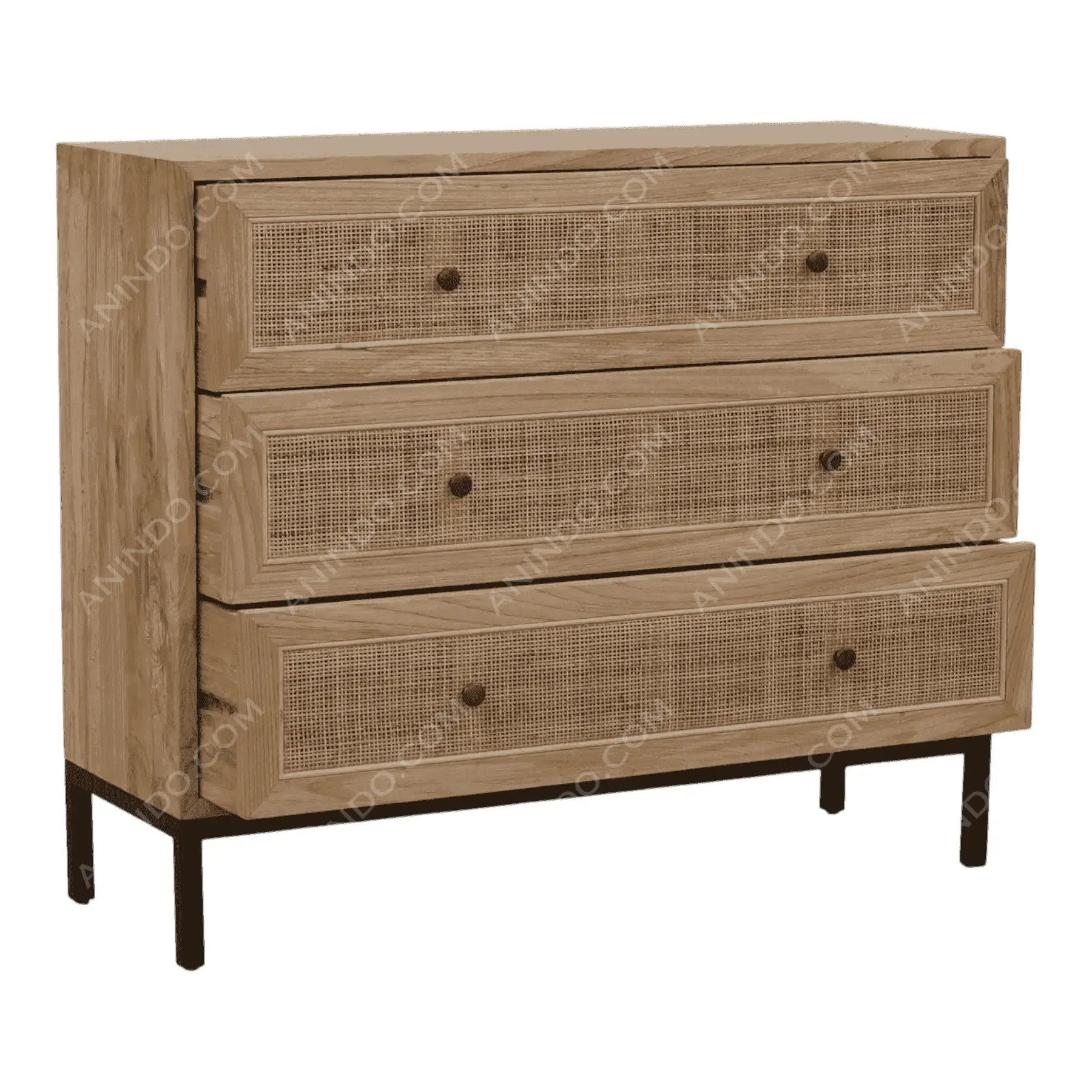 Modern wooden dresser with three drawers