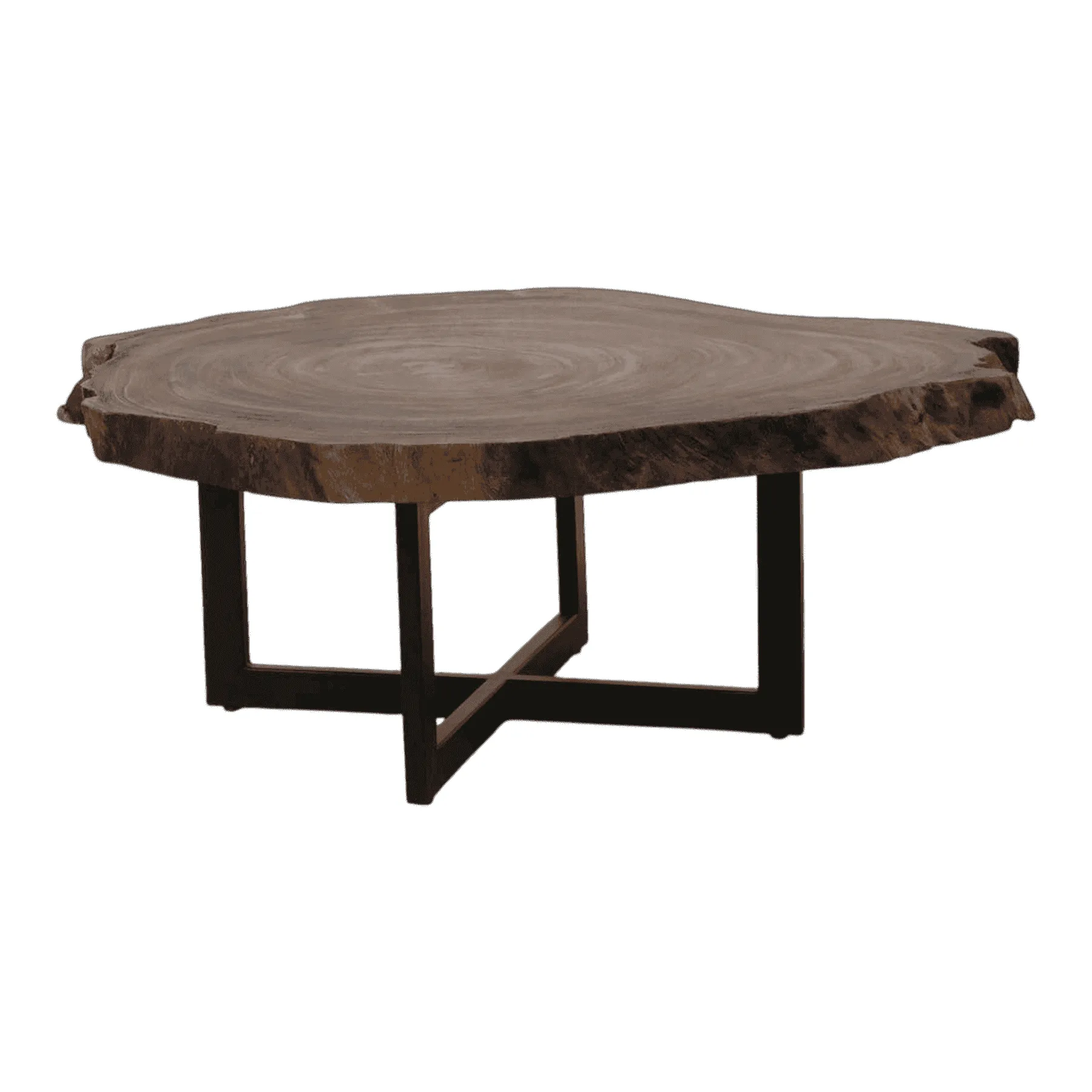 Rustic live edge wood coffee table with metal legs