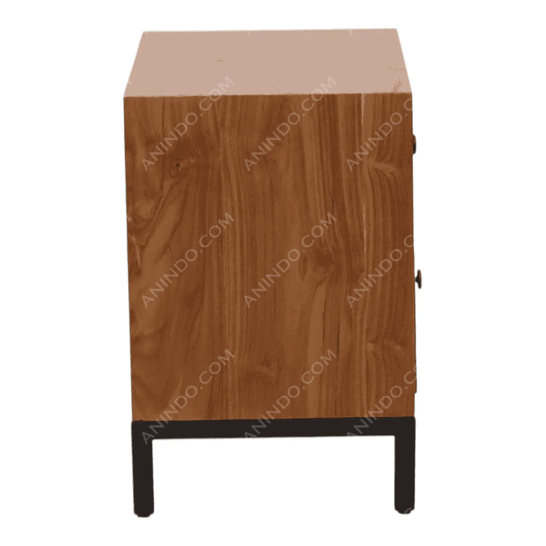 Modern wooden nightstand with black metal legs