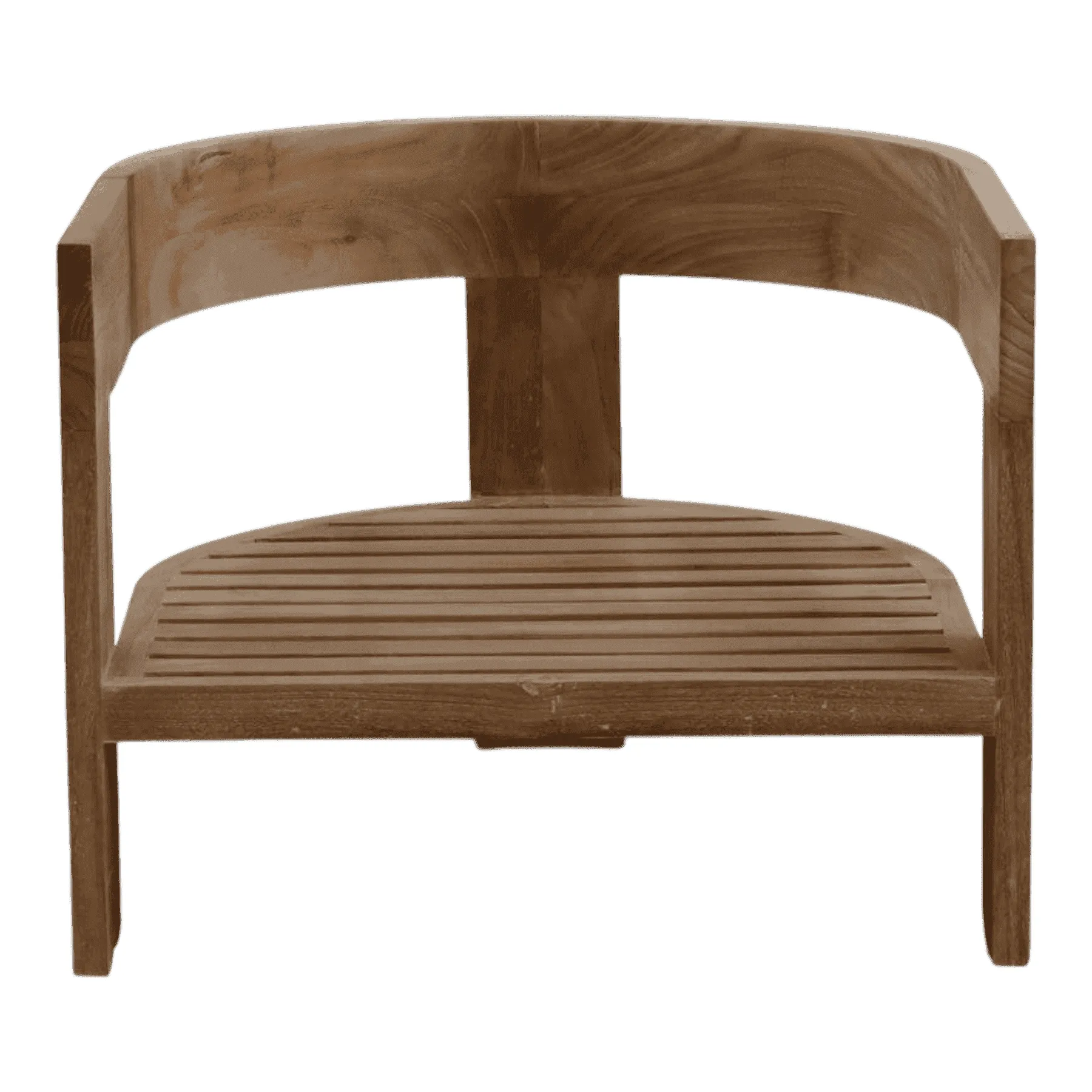 Wooden curved back chair with slatted seat
