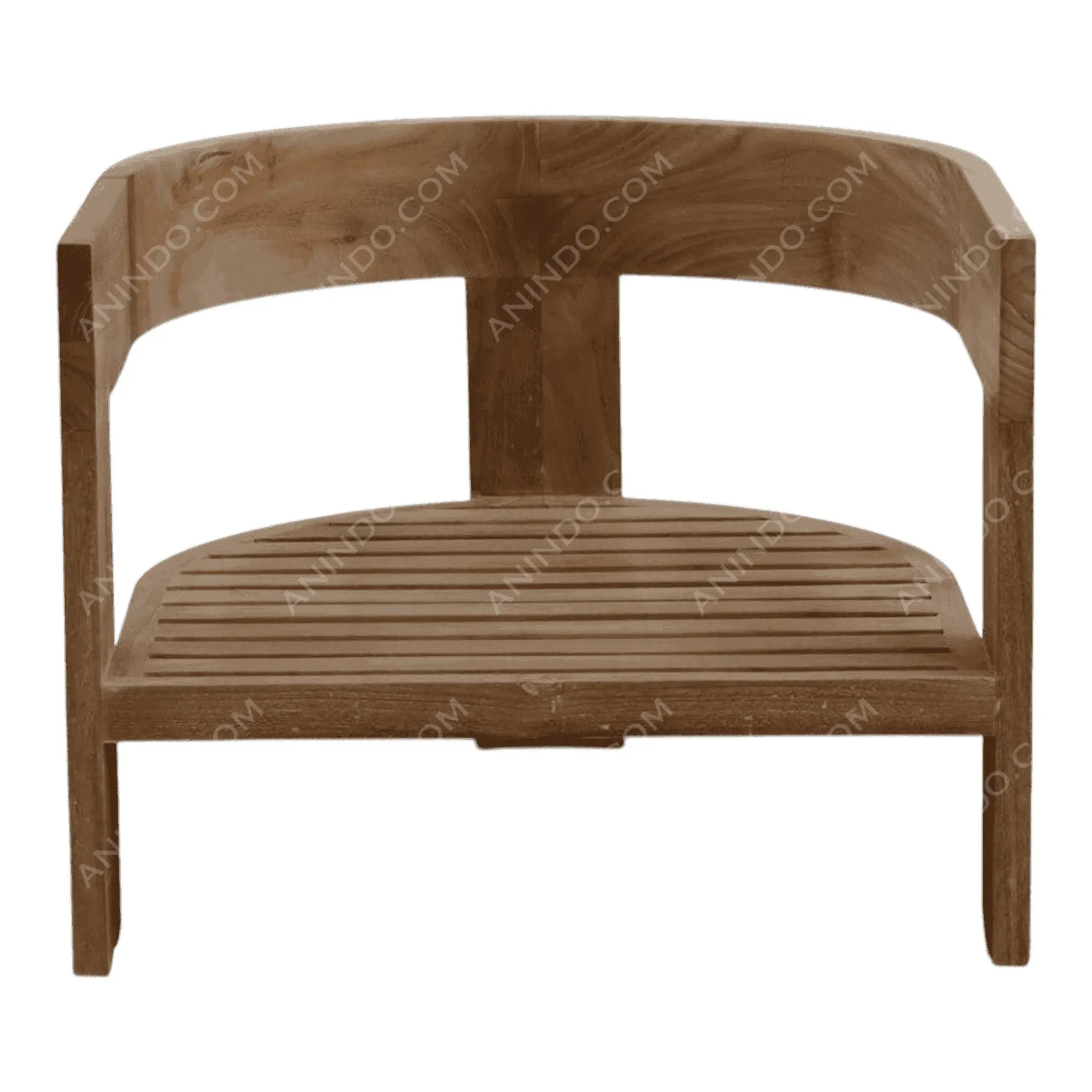 Wooden curved back chair with slatted seat