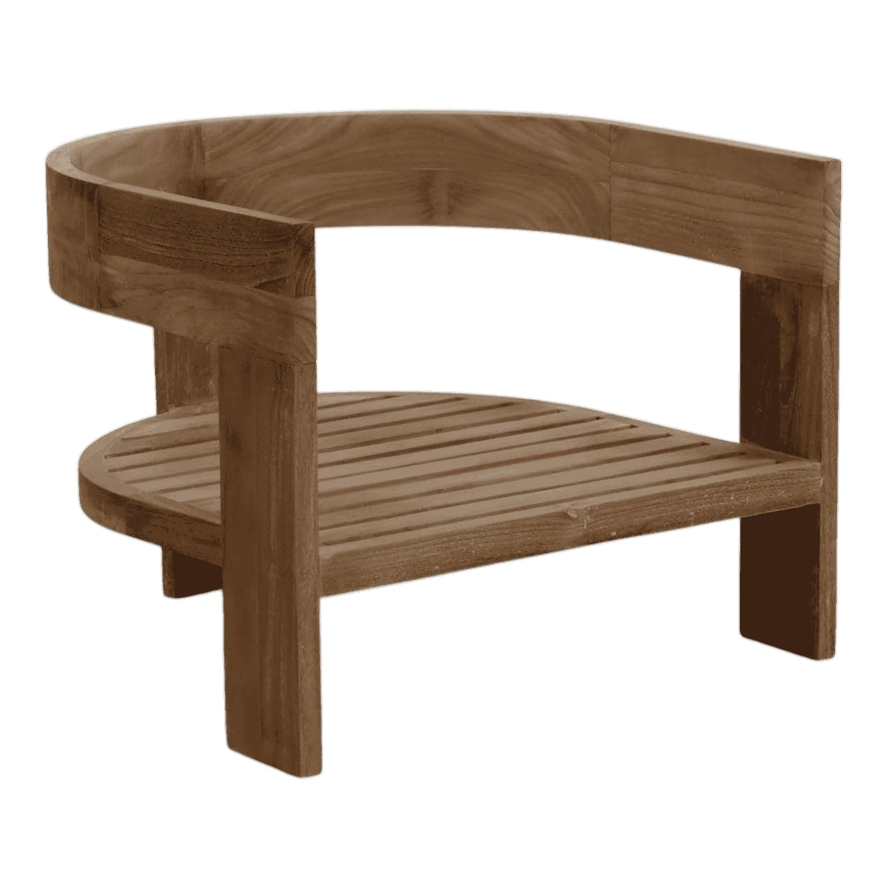Modern curved wooden chair with slatted seat