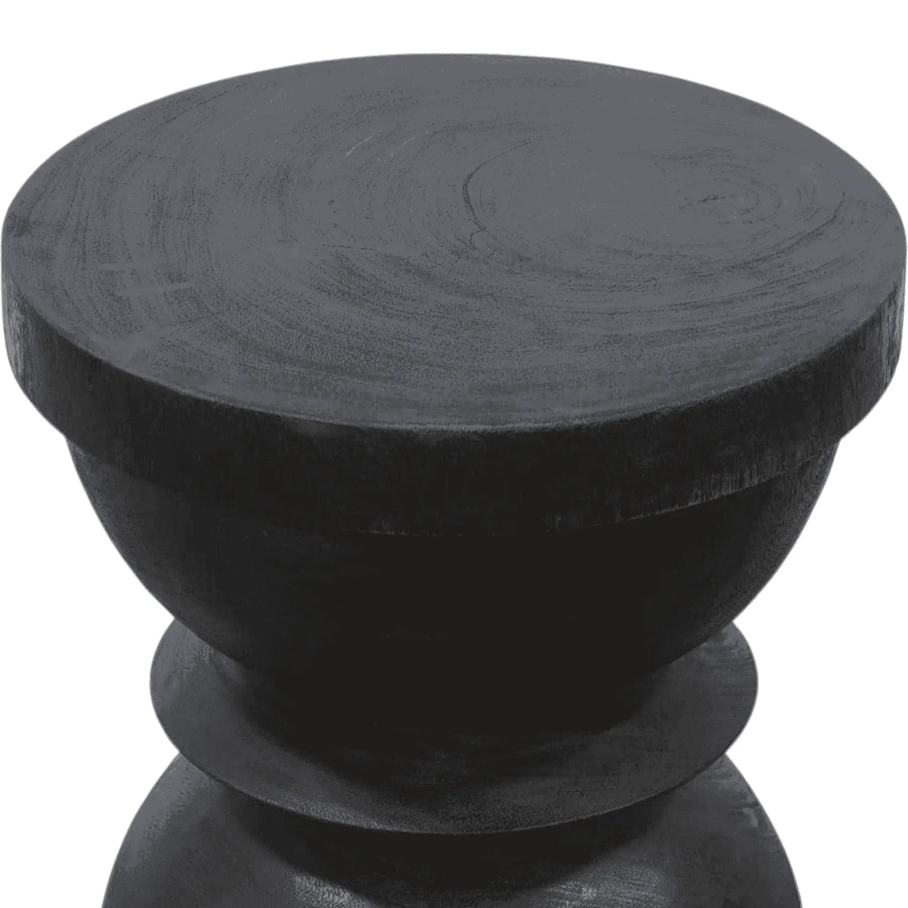 Black round wooden side table