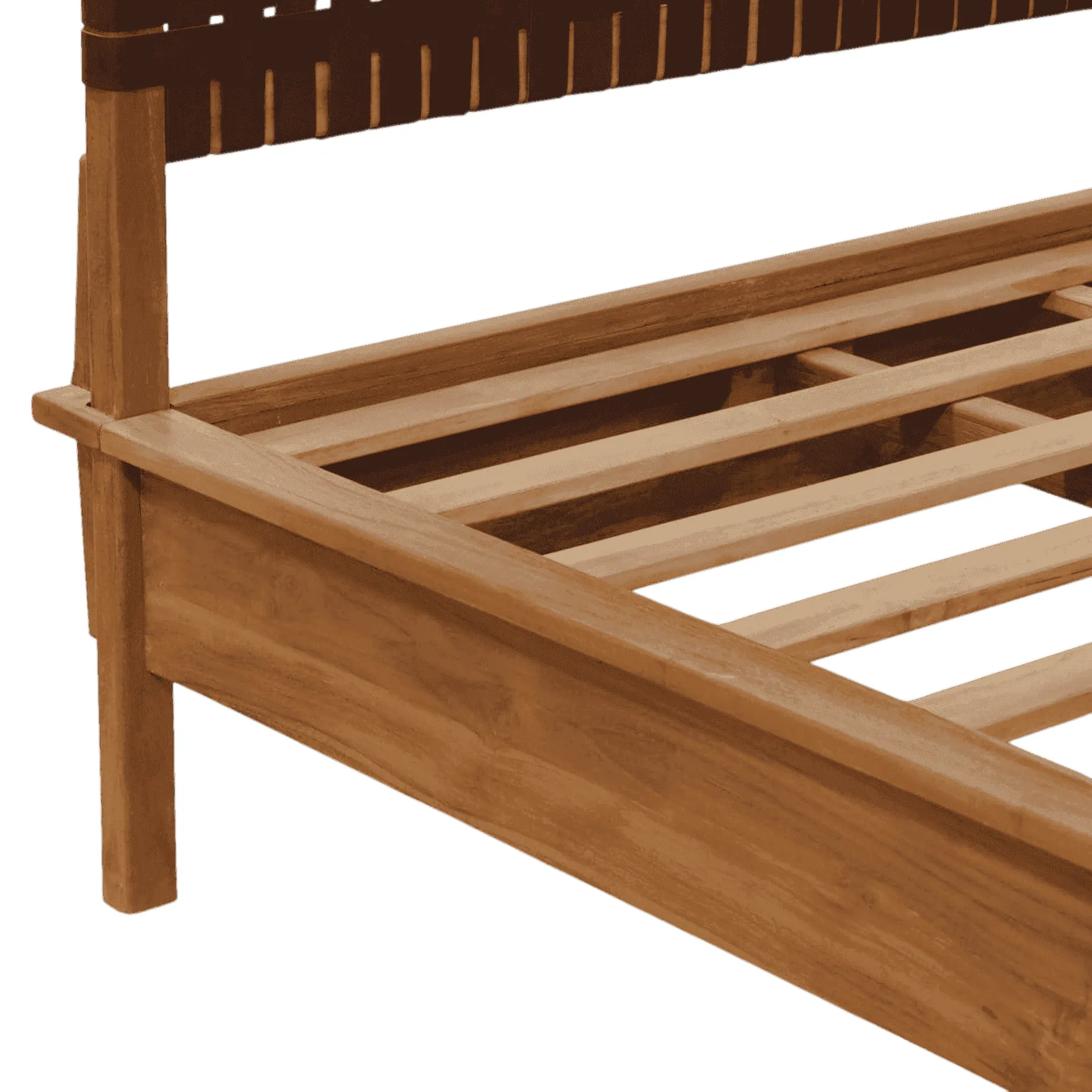 Wooden bed frame with slatted base