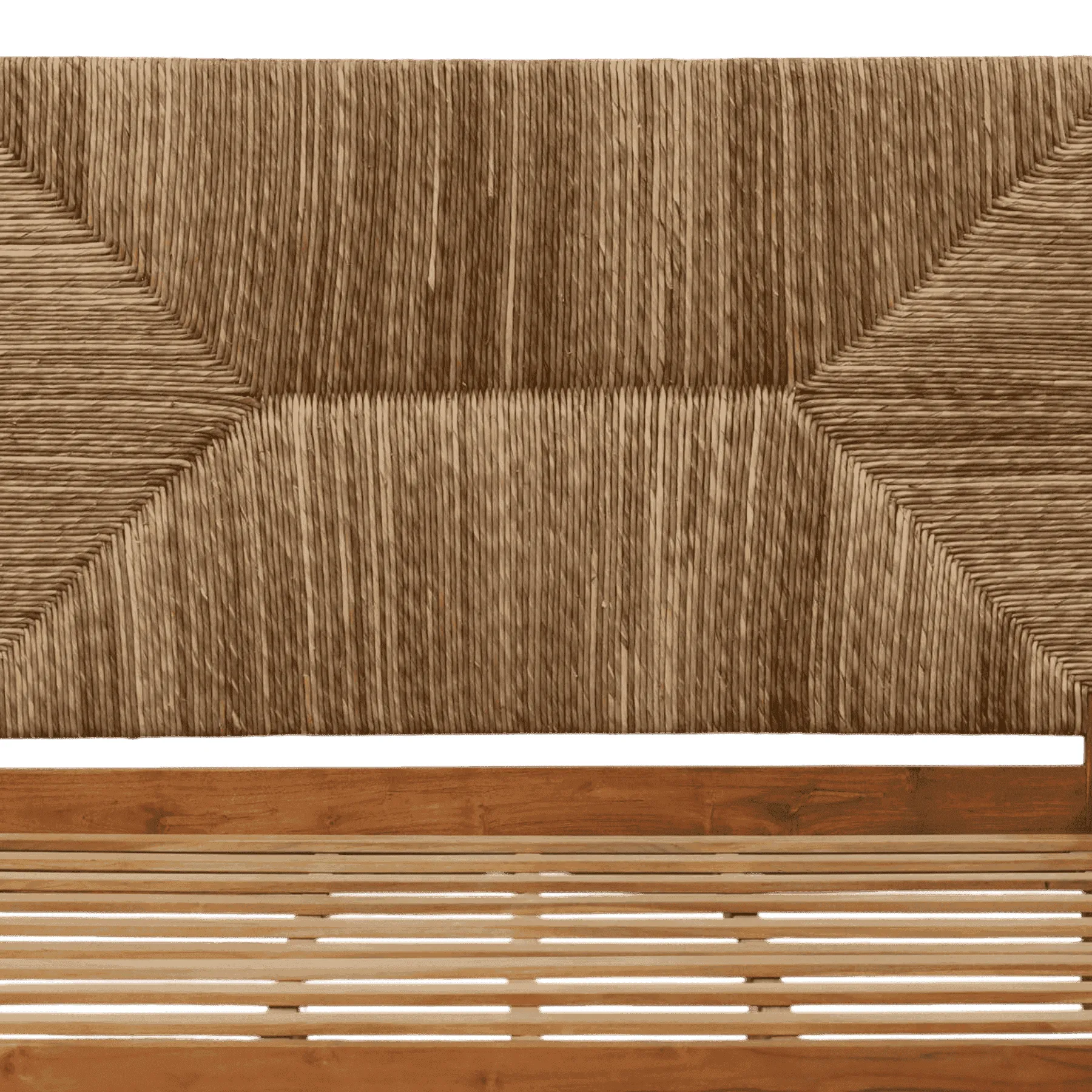 Woven rattan headboard with wooden frame