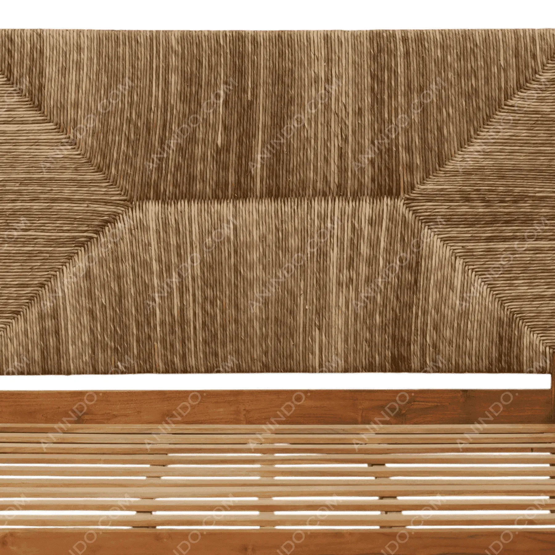 Woven rattan headboard with wooden frame