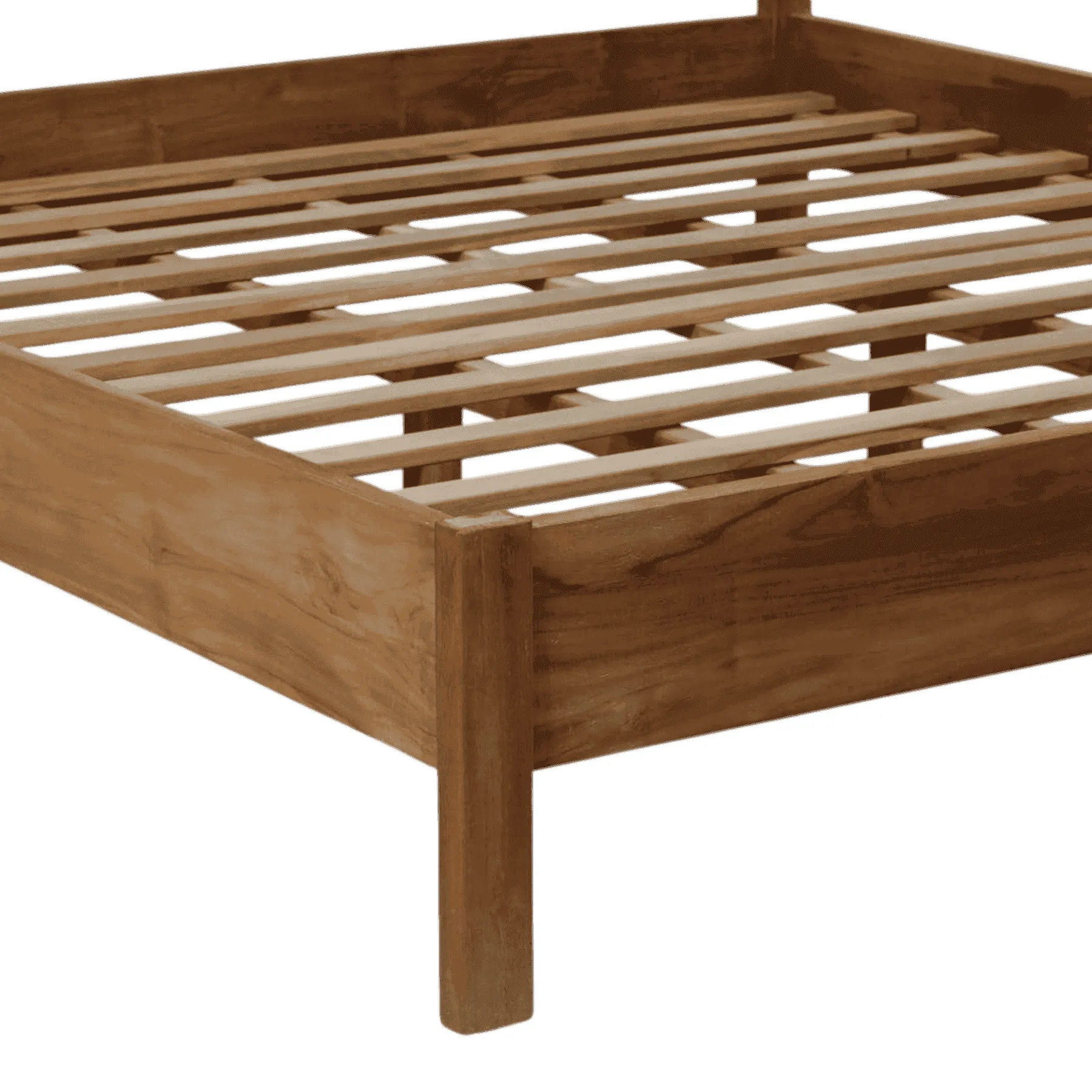 Wooden bed frame with slatted base