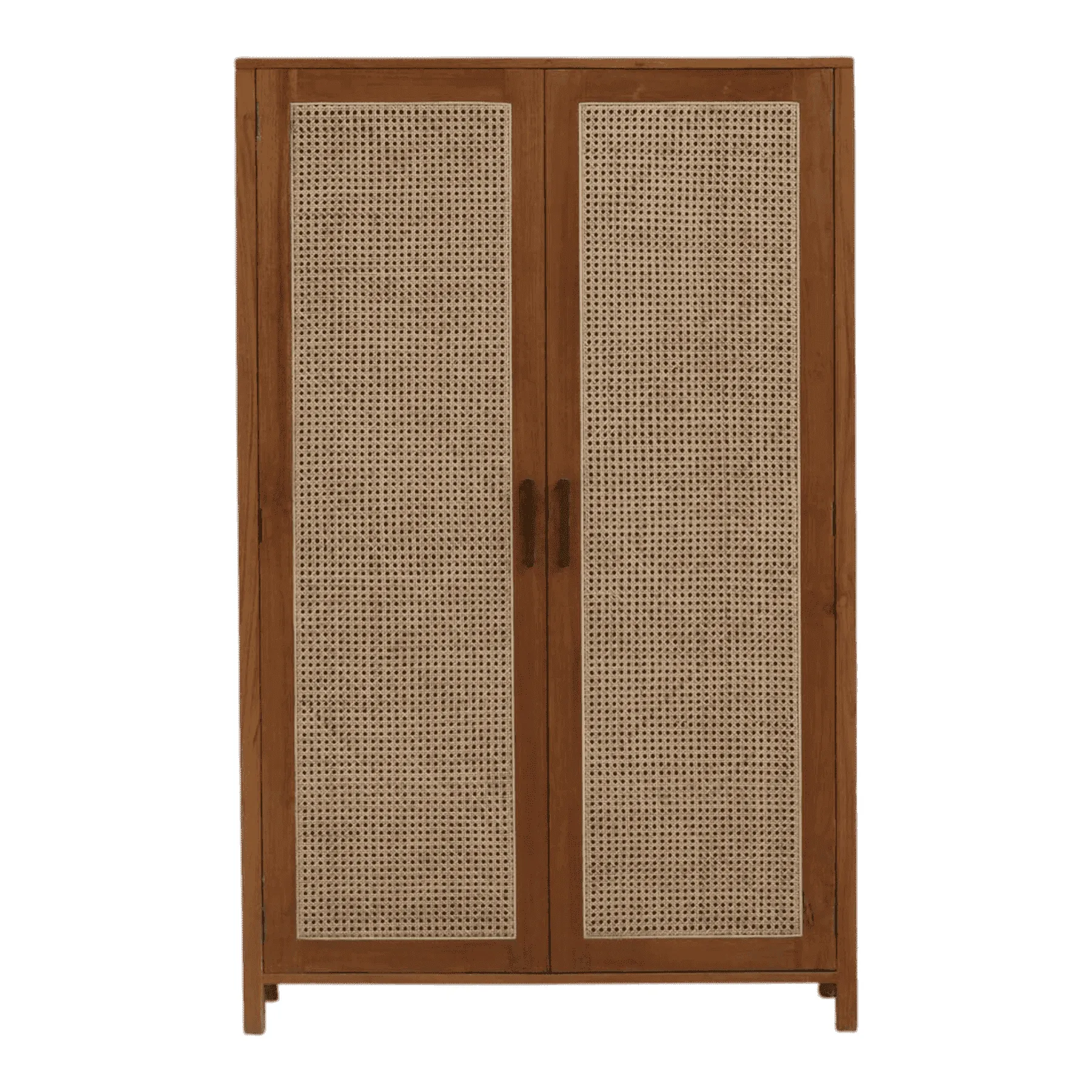 Wooden wardrobe with rattan doors