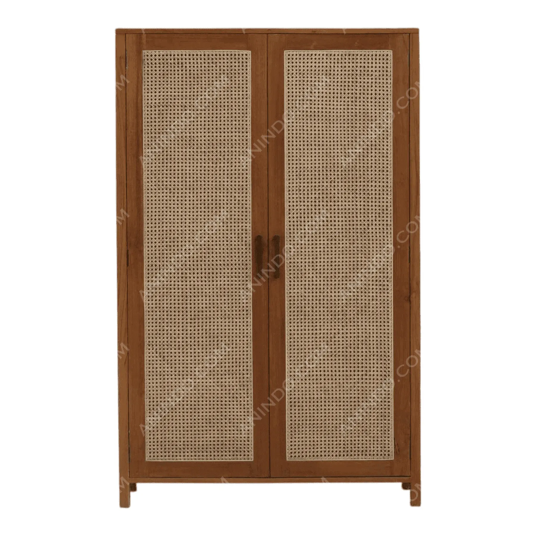 Wooden wardrobe with rattan doors