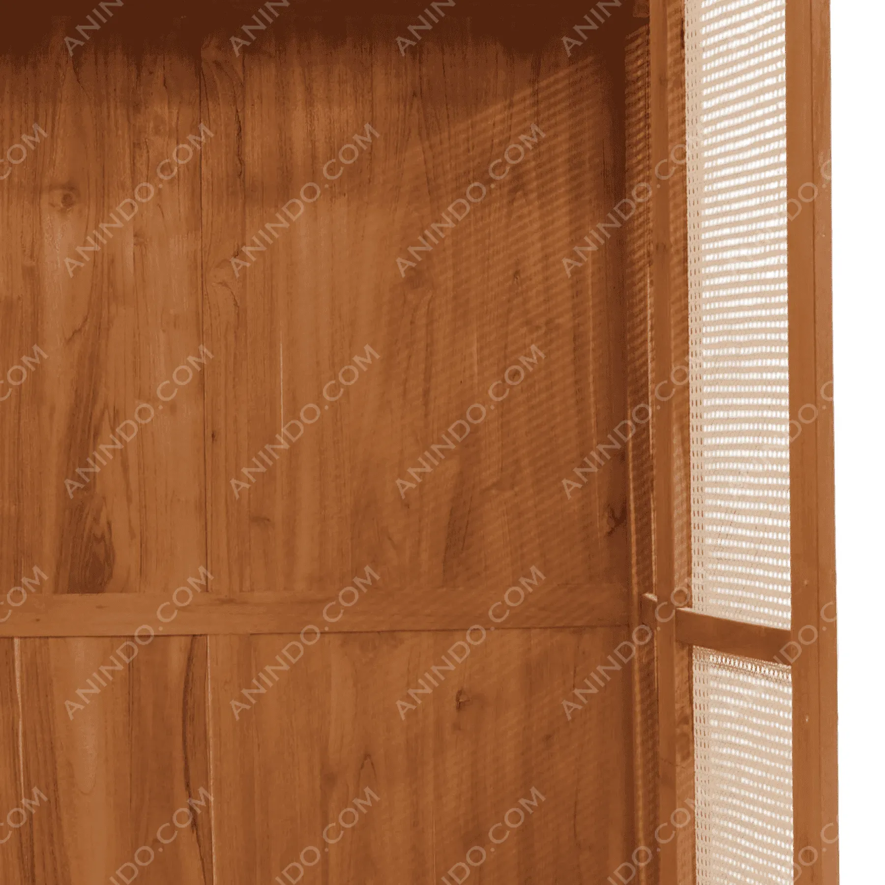 Wooden cabinet with open woven door